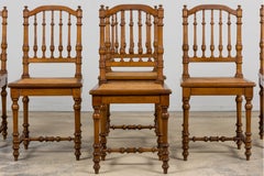 Late 19th Century French Louis XIII Style Dining Chairs W/ Cane Seats - Set of 6