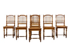Late 19th Century French Louis XIII Style Dining Chairs W/ Cane Seats - Set of 6