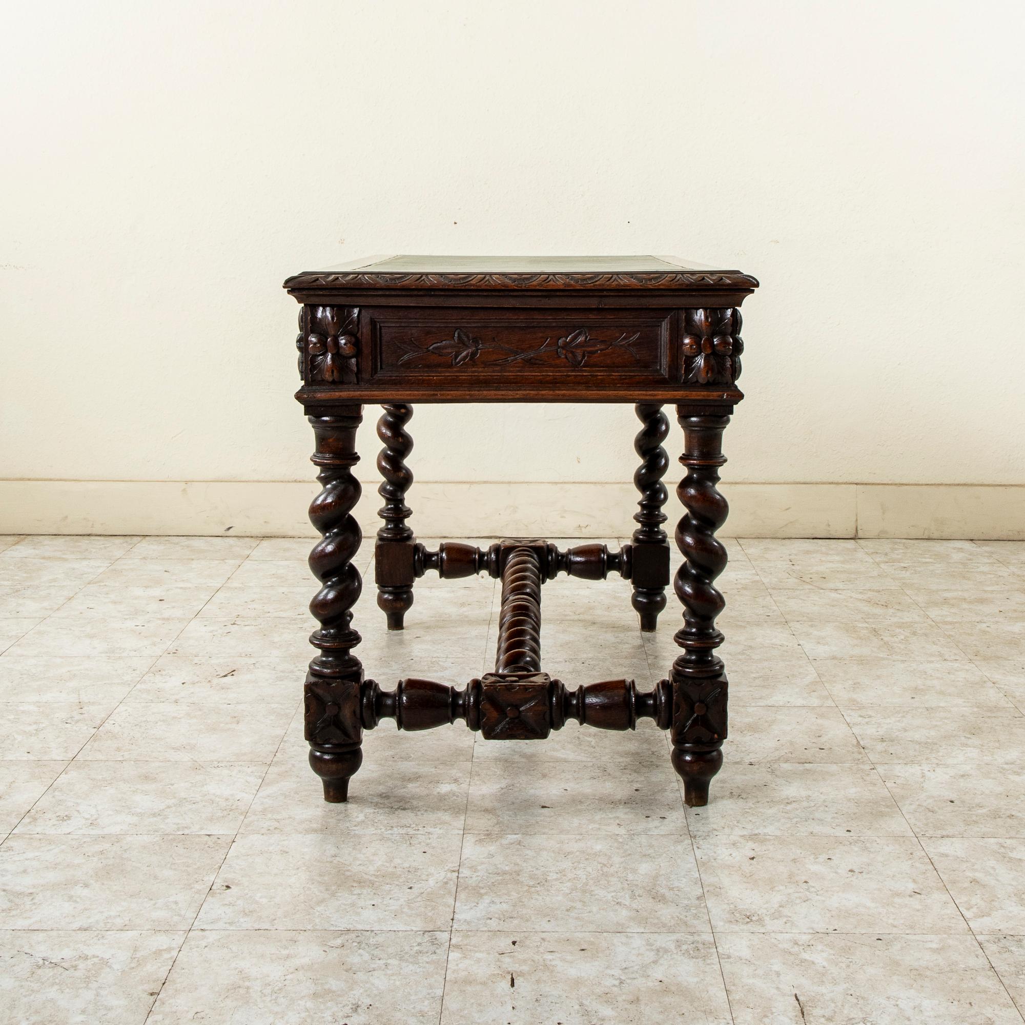 Late 19th Century French Louis XIII Style Hand Carved Oak Desk