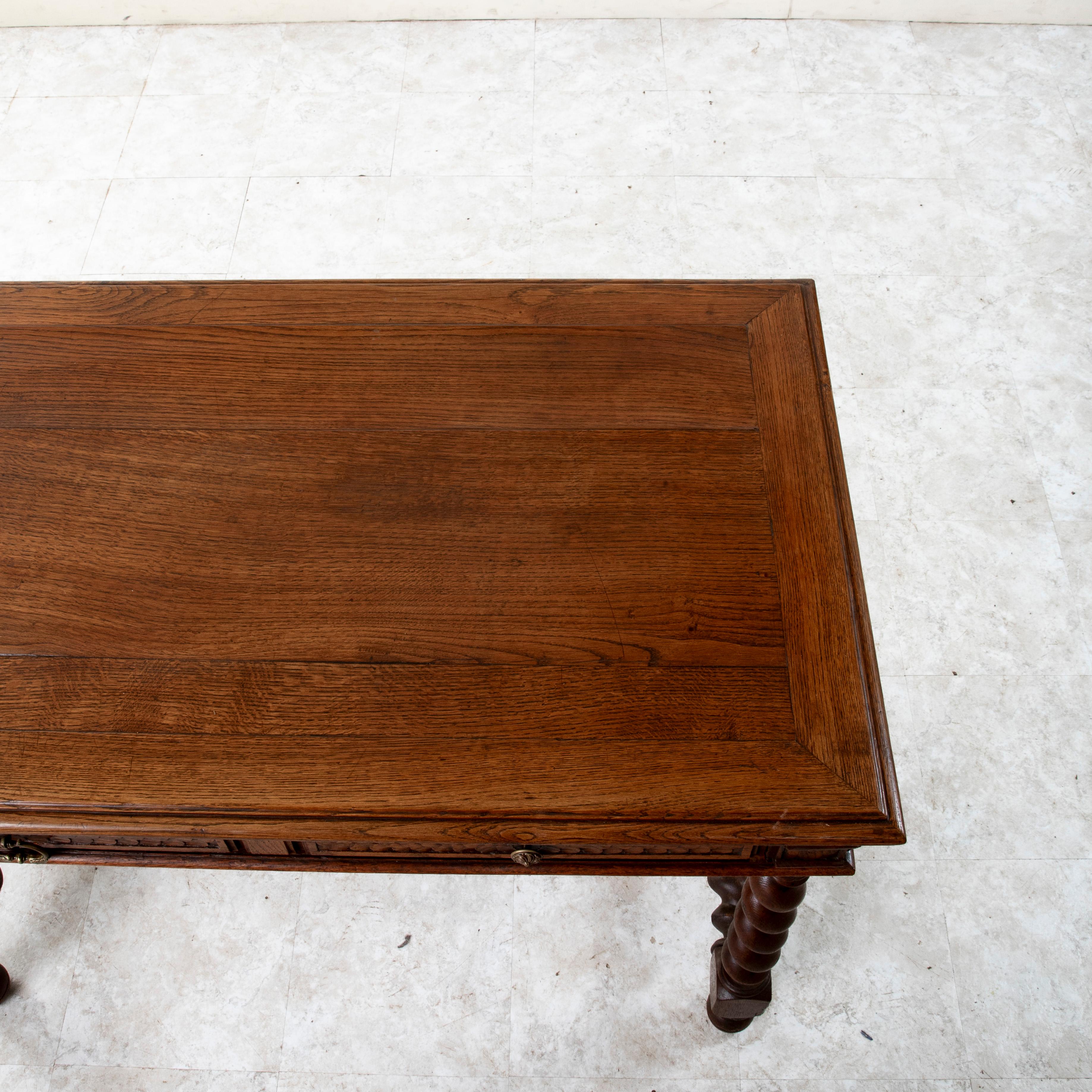 Late 19th Century French Louis XIII Style Hand Carved Oak Desk, Writing Table 5