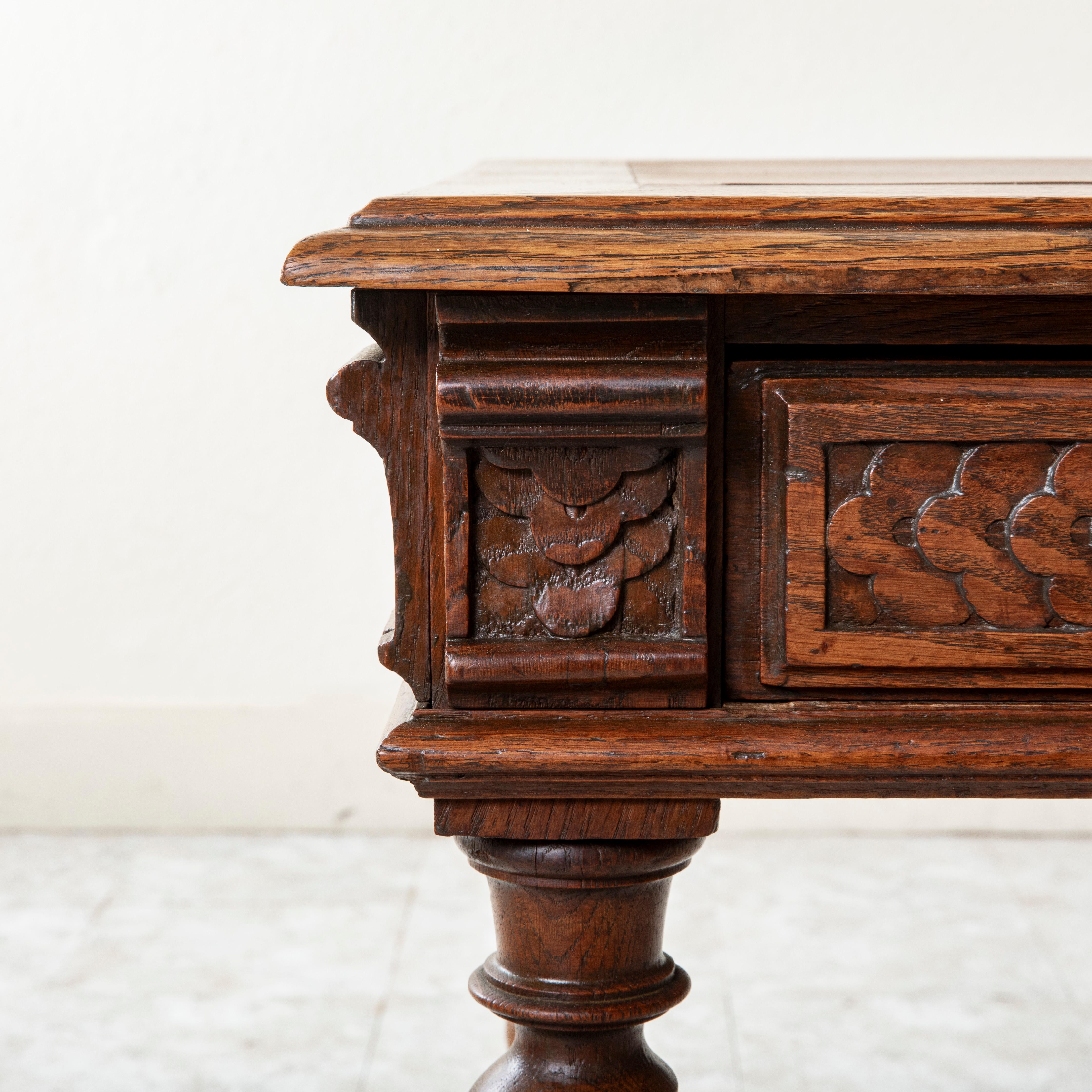 Late 19th Century French Louis XIII Style Hand Carved Oak Desk, Writing Table 7
