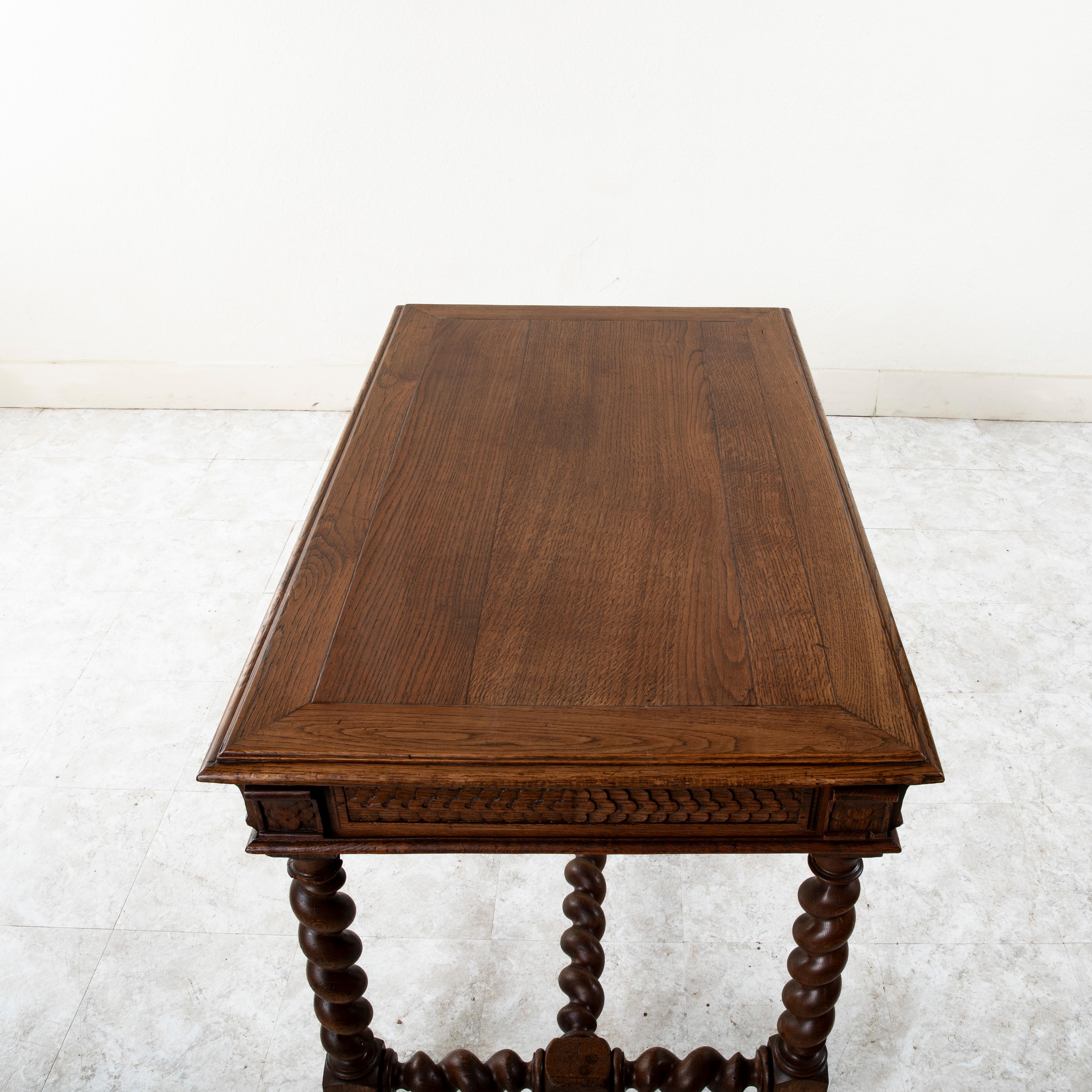Late 19th Century French Louis XIII Style Hand Carved Oak Desk, Writing Table 3