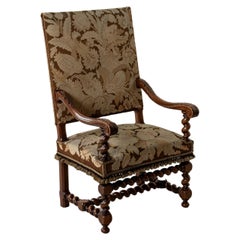 Late 19th Century French Louis XIII Style Hand Carved Walnut Armchair