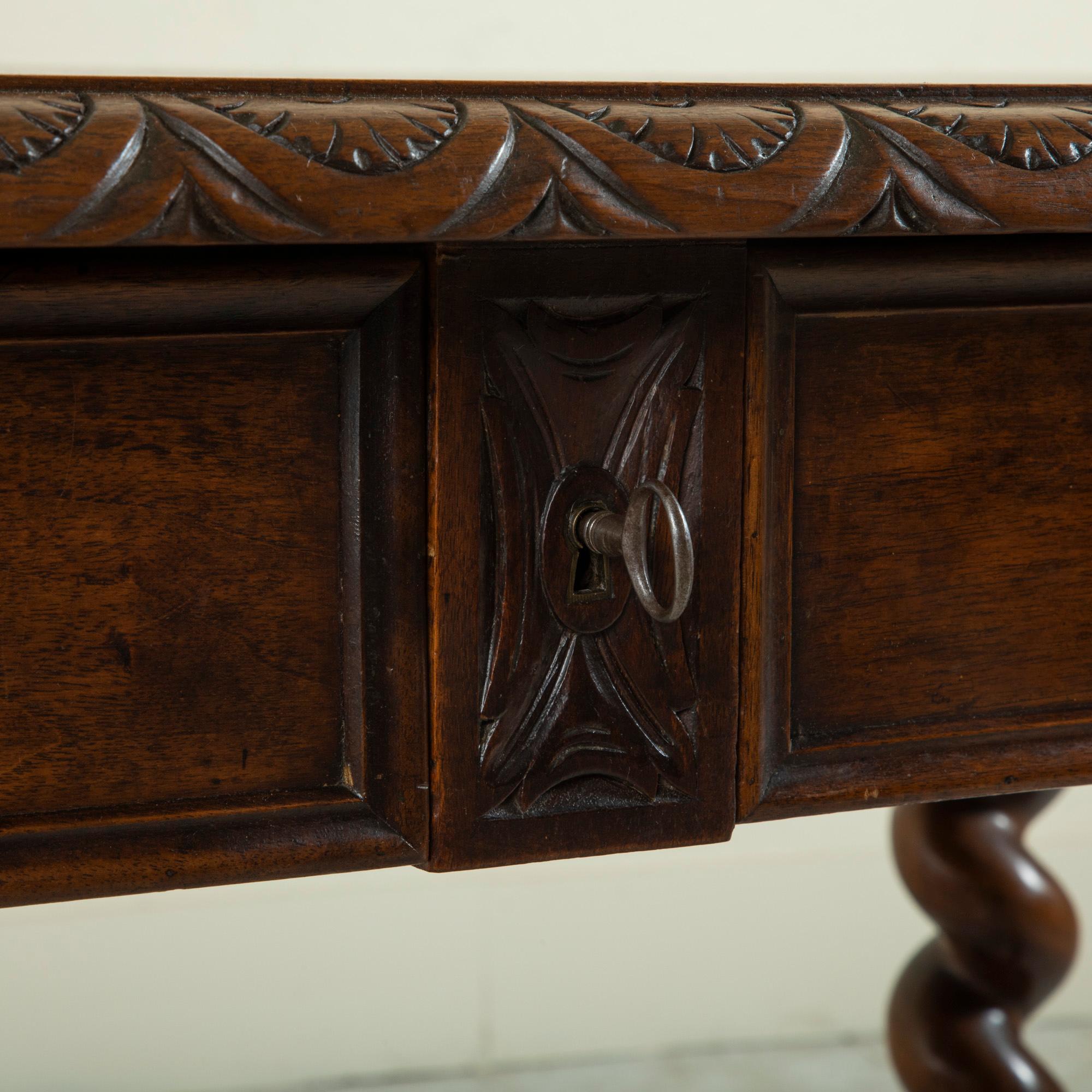 Late 19th Century French Louis XIII Style Hand Carved Walnut Desk, Writing Table 7
