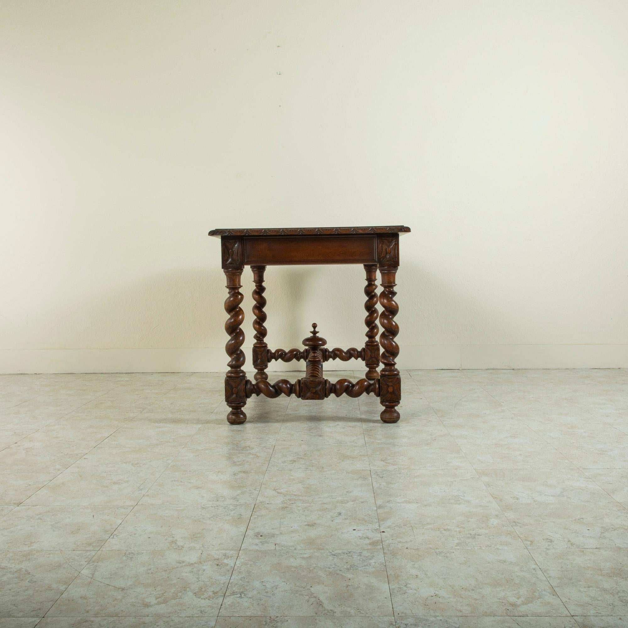 Late 19th Century French Louis XIII Style Hand Carved Walnut Desk, Writing Table 1