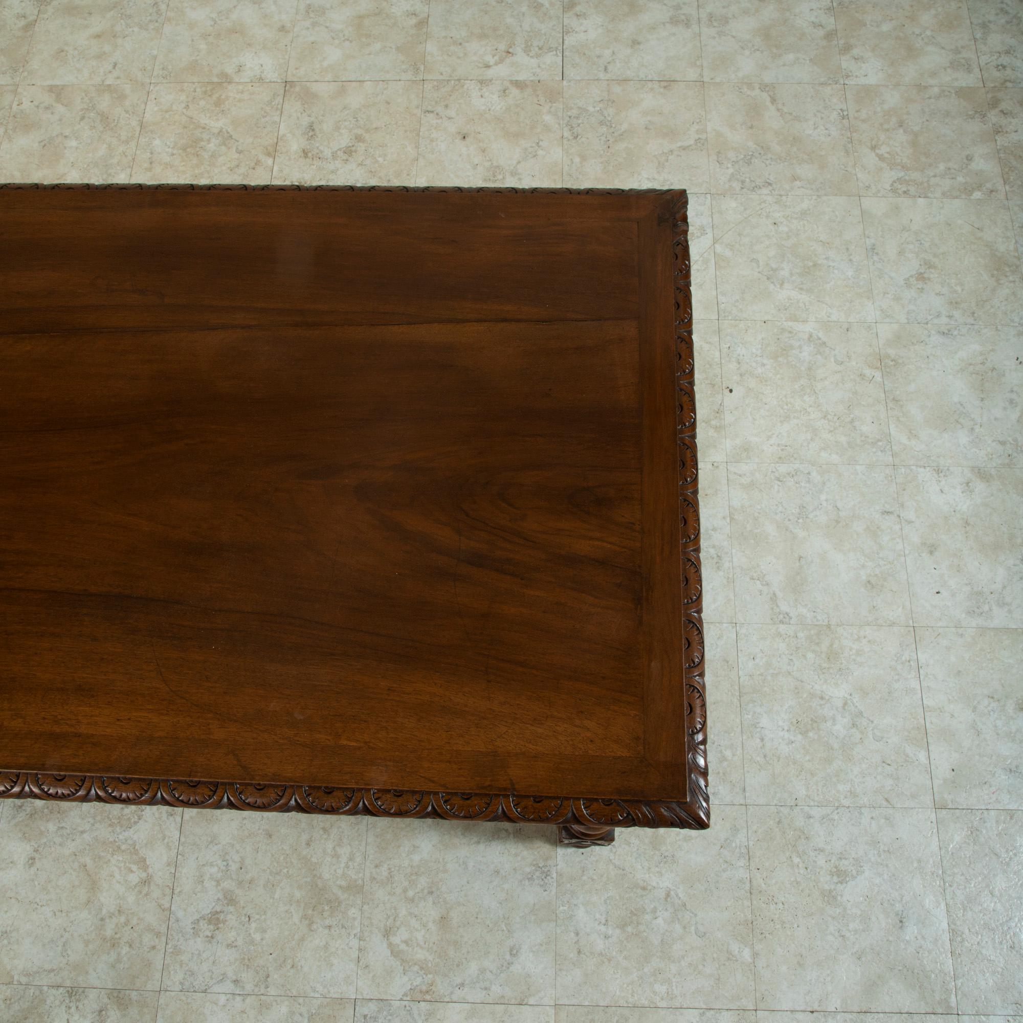 Late 19th Century French Louis XIII Style Hand Carved Walnut Desk, Writing Table 4