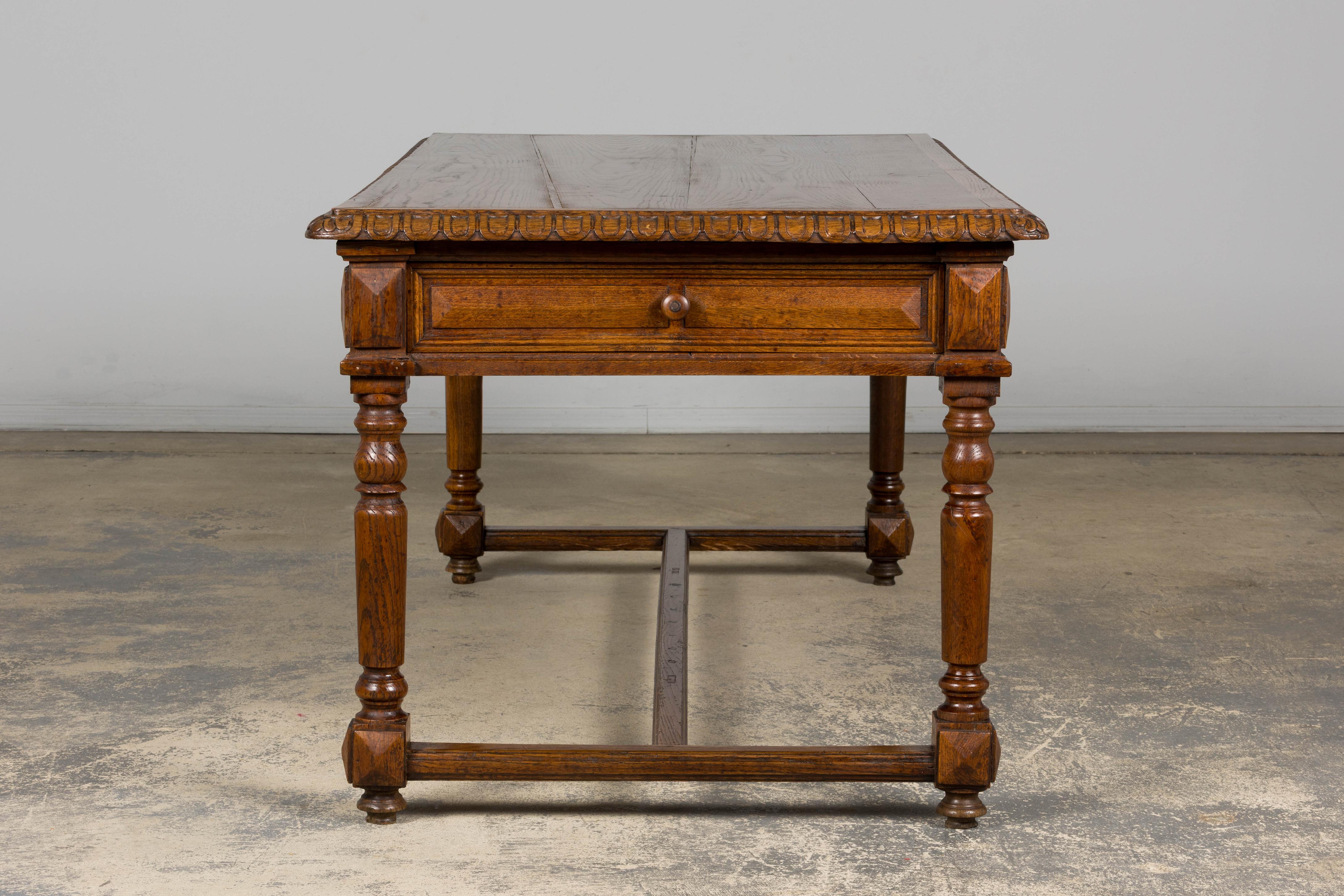 Late 19th Century French Louis XIII Style Oak Writing Table For Sale 6