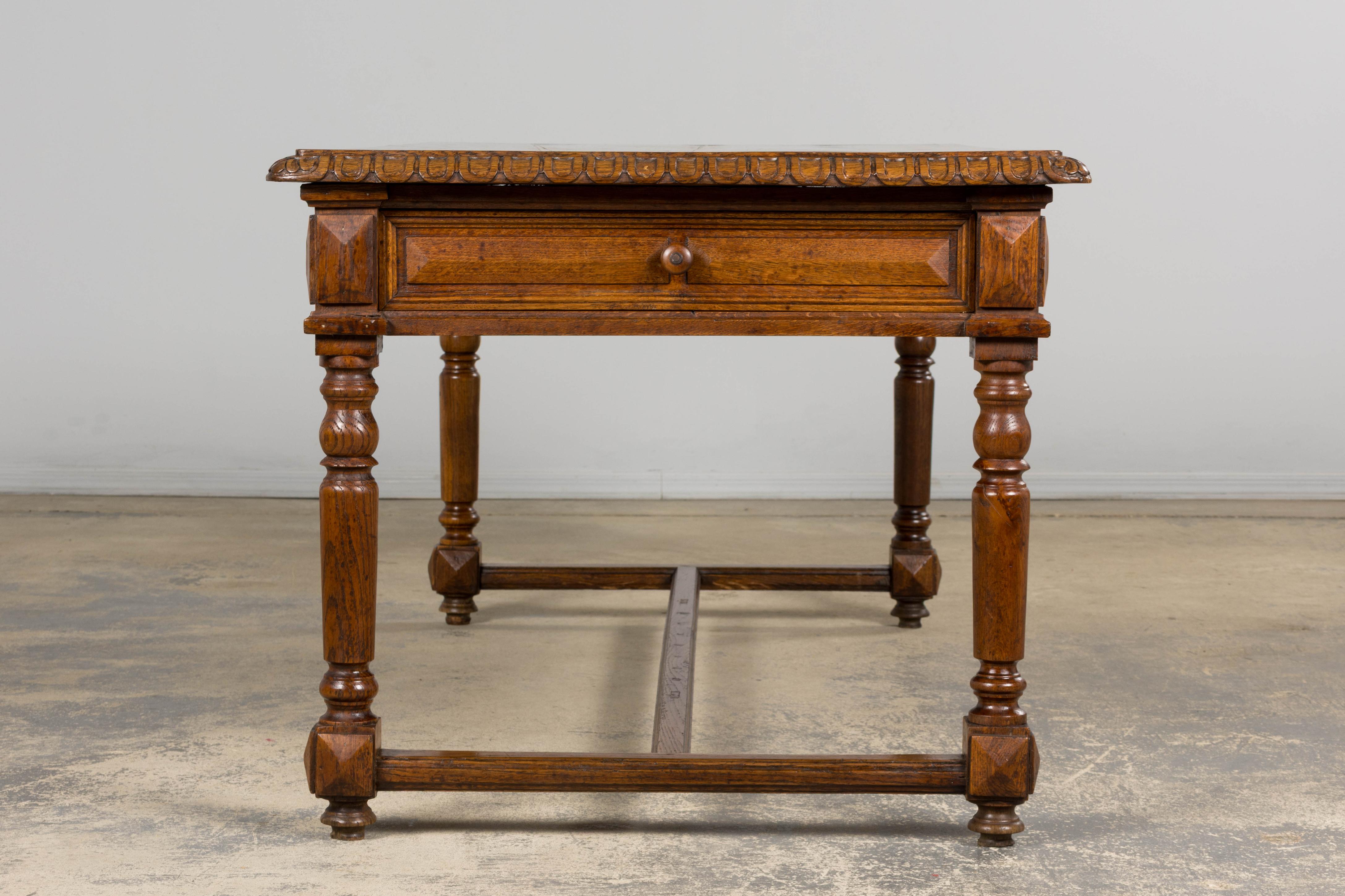 Late 19th Century French Louis XIII Style Oak Writing Table For Sale 8