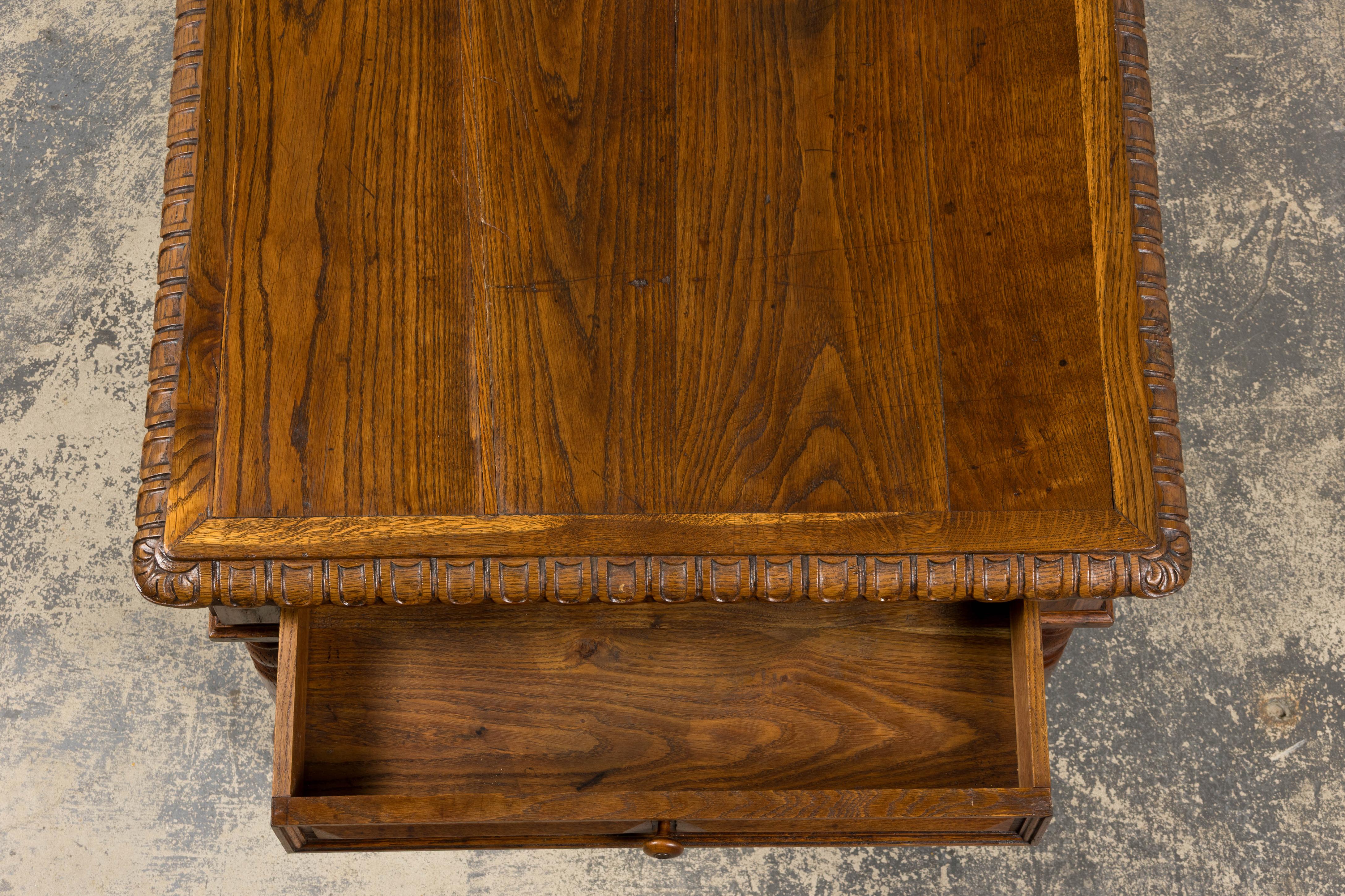 Late 19th Century French Louis XIII Style Oak Writing Table For Sale 9