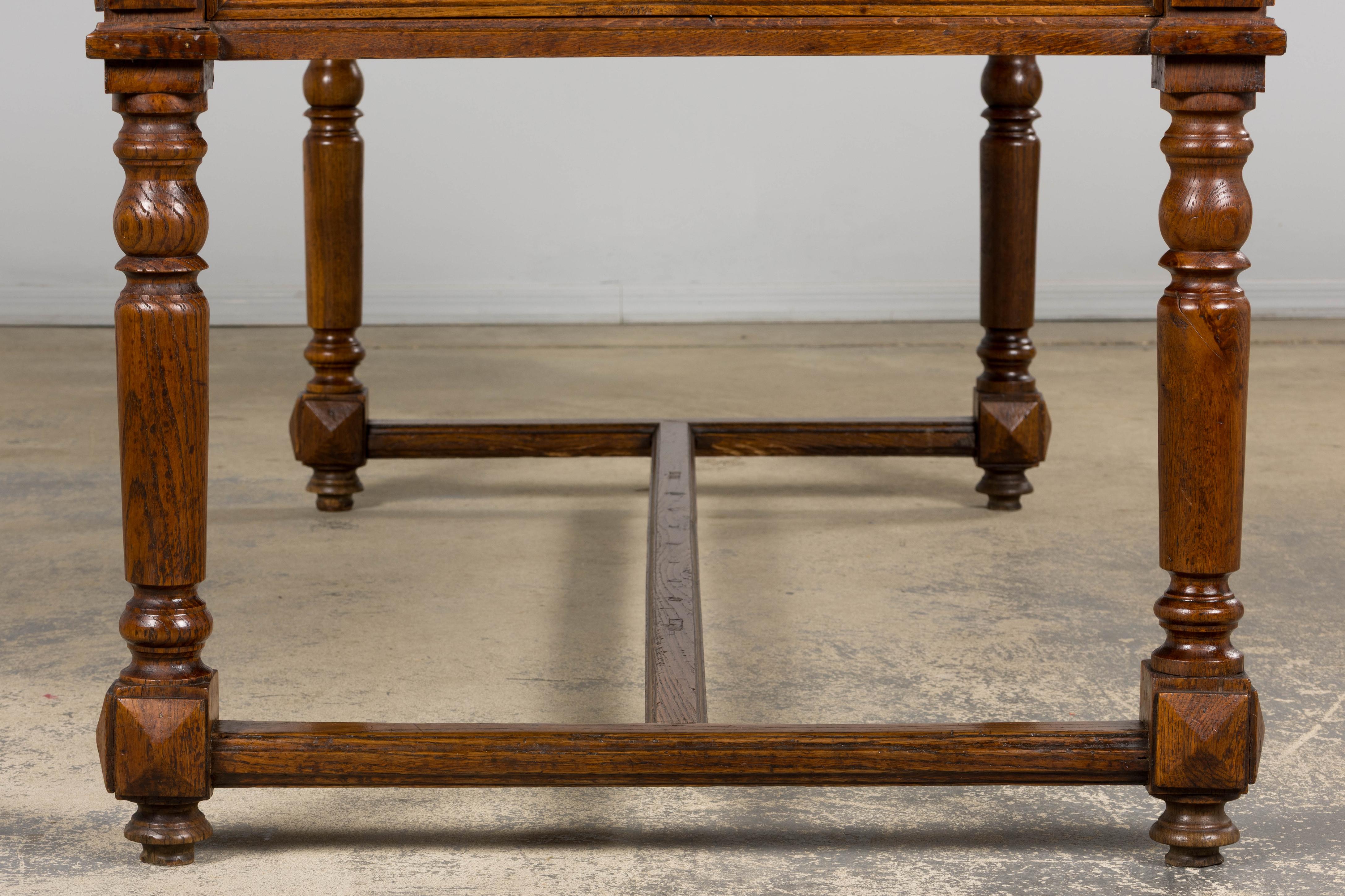 Late 19th Century French Louis XIII Style Oak Writing Table For Sale 10