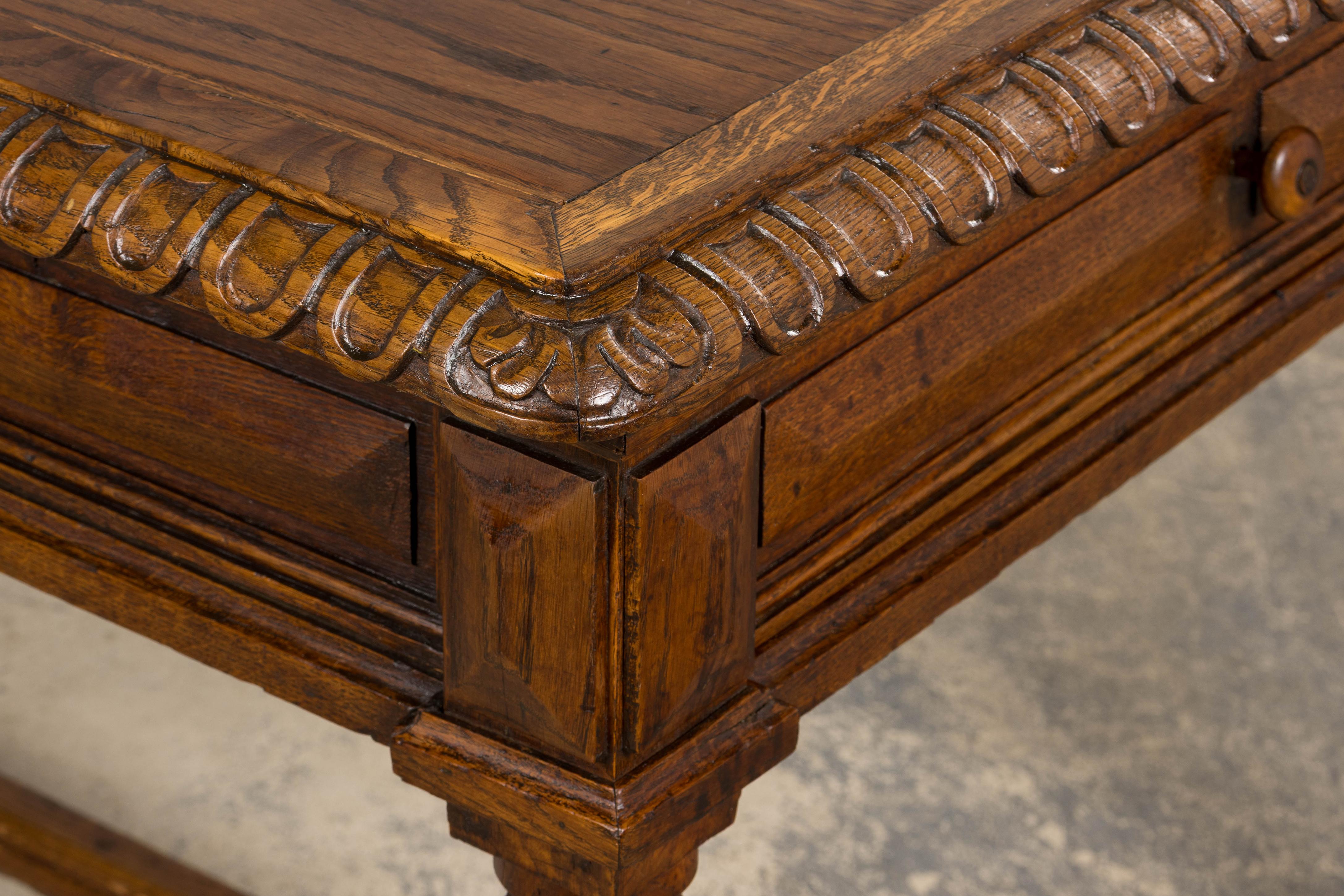 Late 19th Century French Louis XIII Style Oak Writing Table For Sale 12