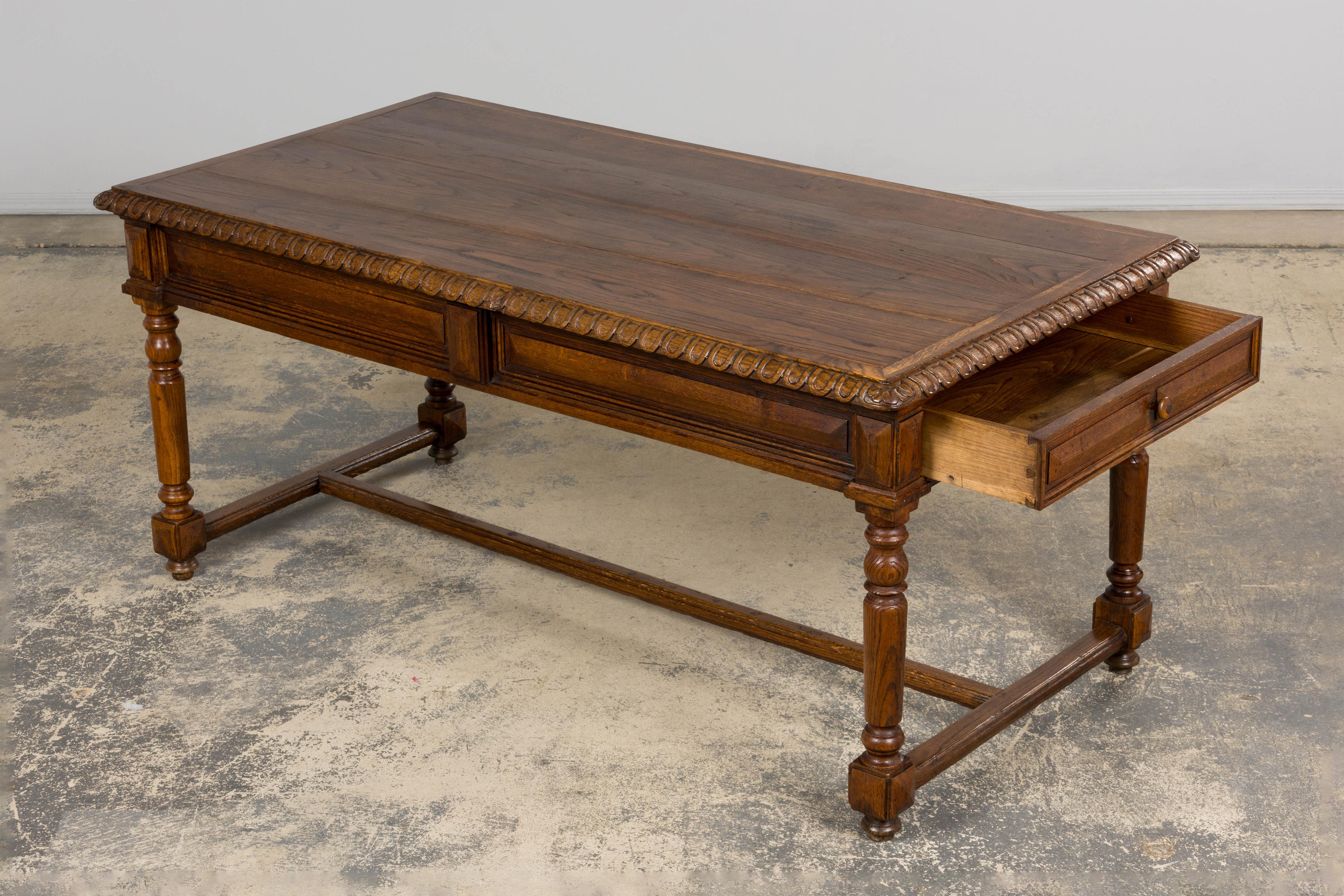 Late 19th Century French Louis XIII Style Oak Writing Table For Sale 13