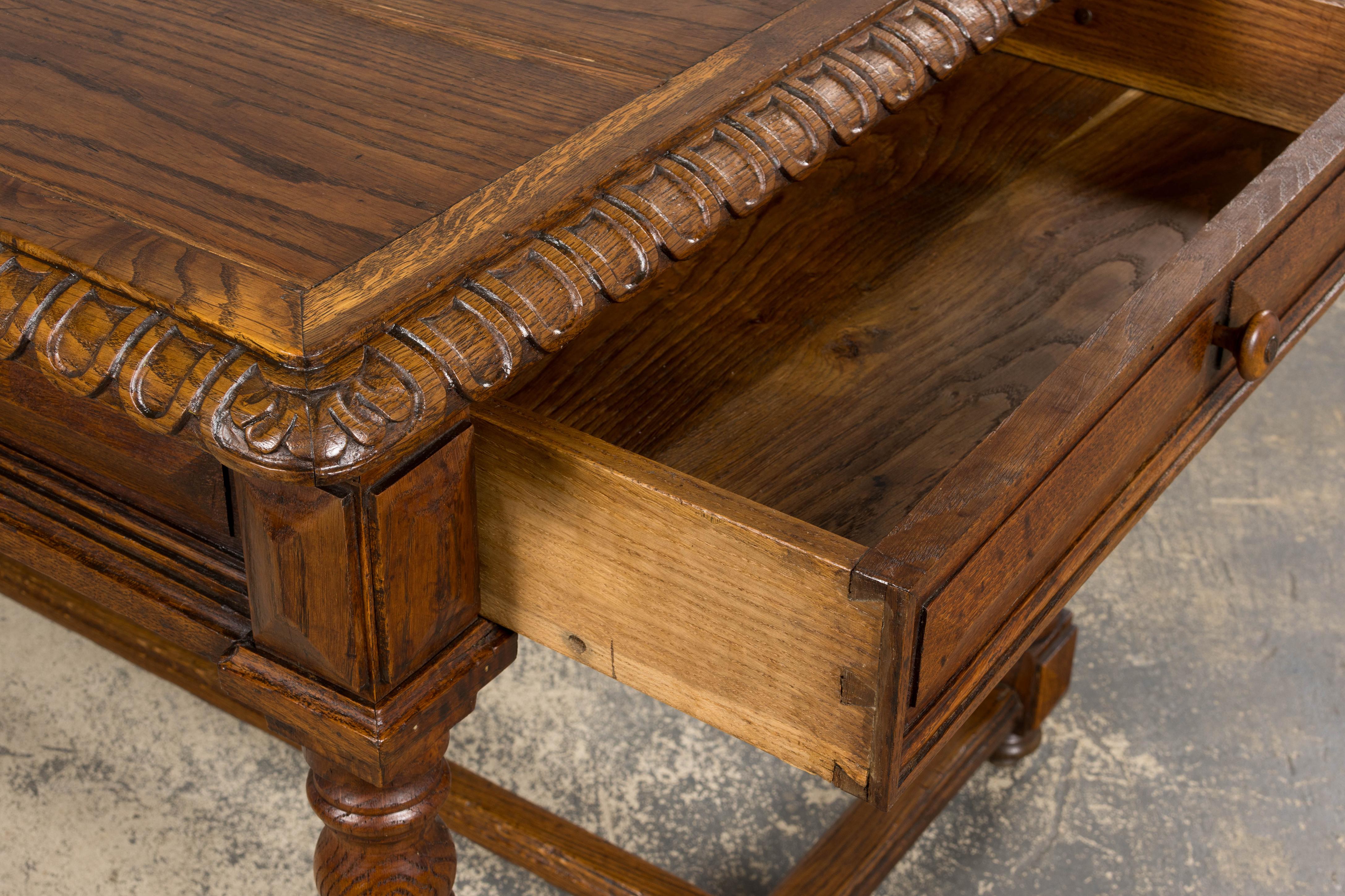 Late 19th Century French Louis XIII Style Oak Writing Table For Sale 15