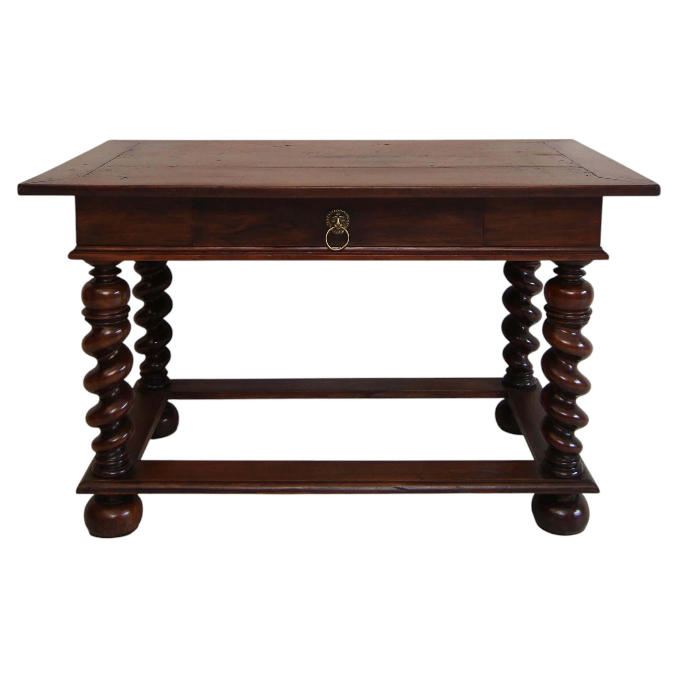 Late 19th Century French Louis XIII Style Walnut Side Table or Console Table For Sale