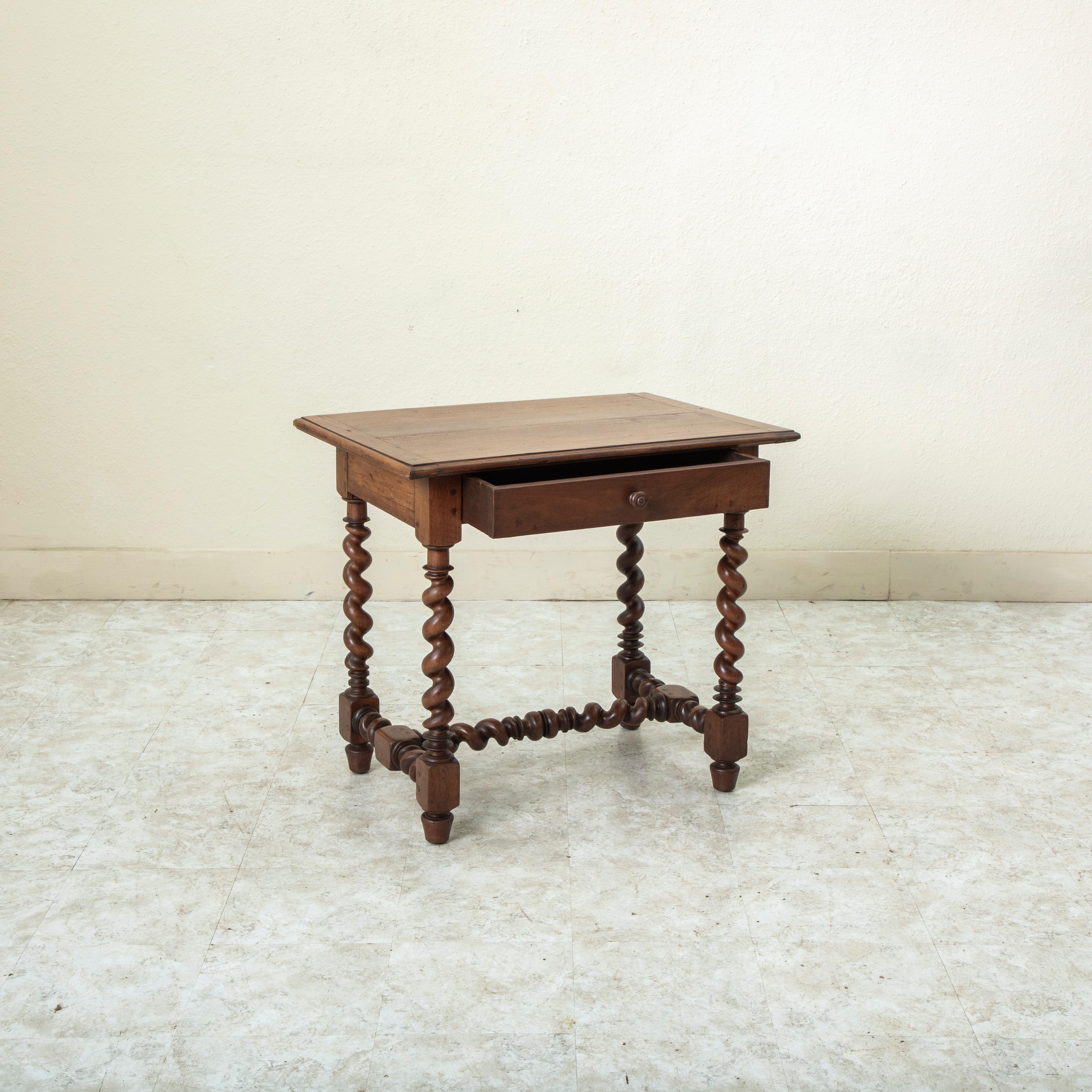 Late 19th Century French Louis XIII Style Walnut Side Table or Writing Table For Sale 4