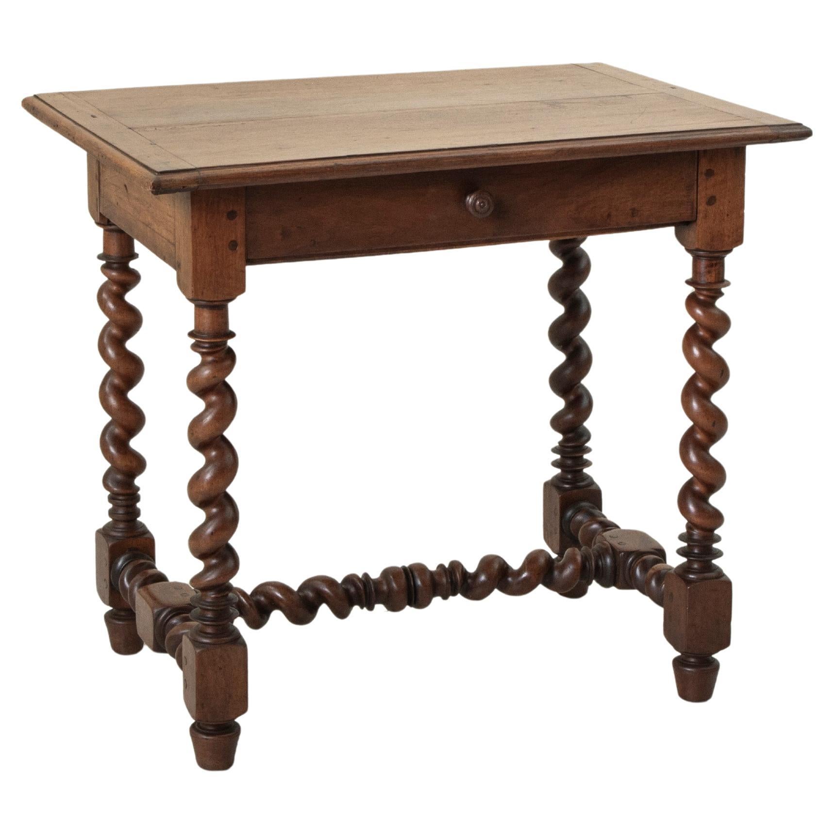 Late 19th Century French Louis XIII Style Walnut Side Table or Writing Table For Sale