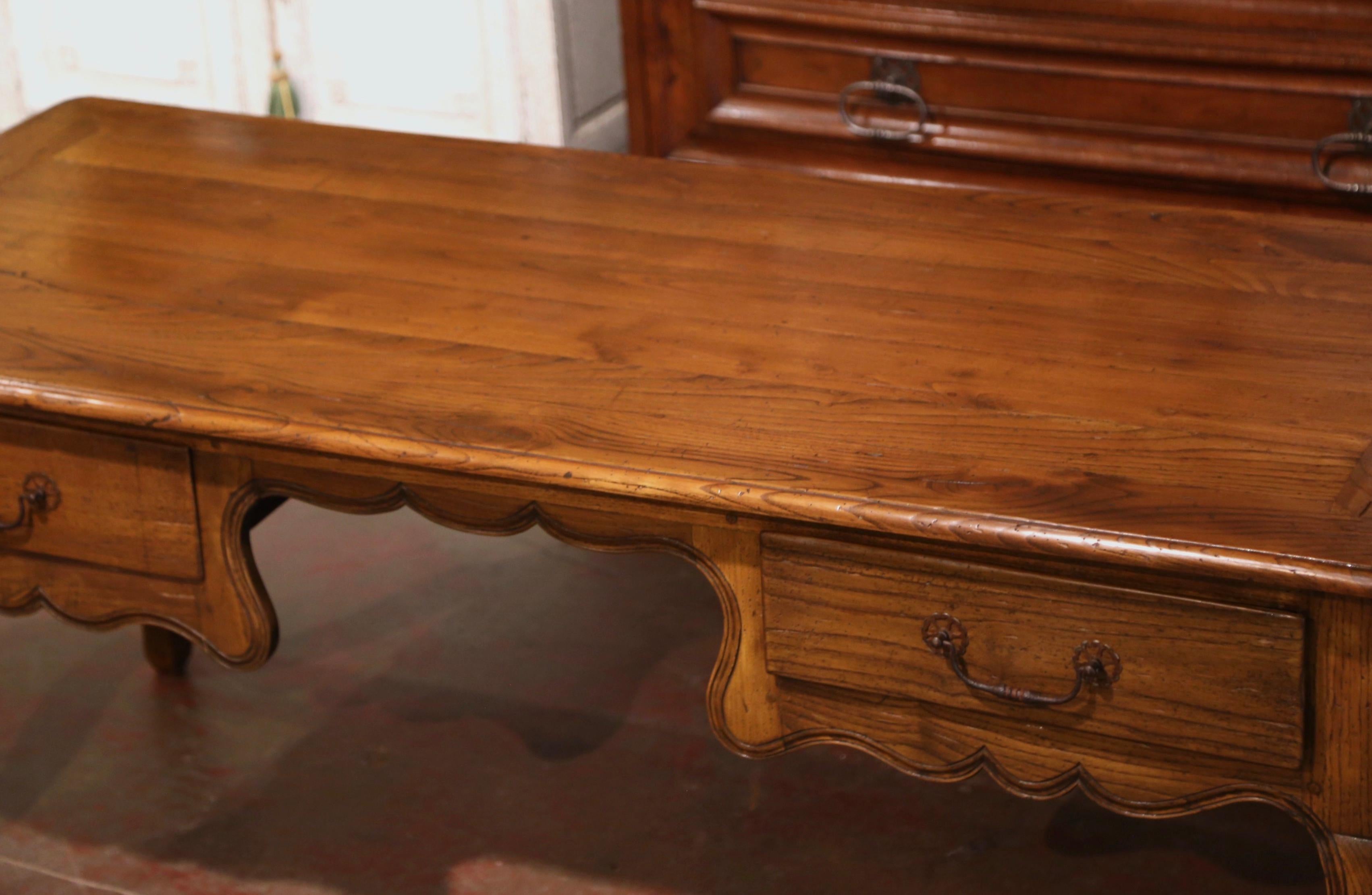 Late 19th Century French Louis XV Carved Chestnut Desk Table with Drawers  2