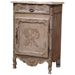 Late 19th Century French Louis XV Carved Oak Painted Jelly Cabinet from Provence