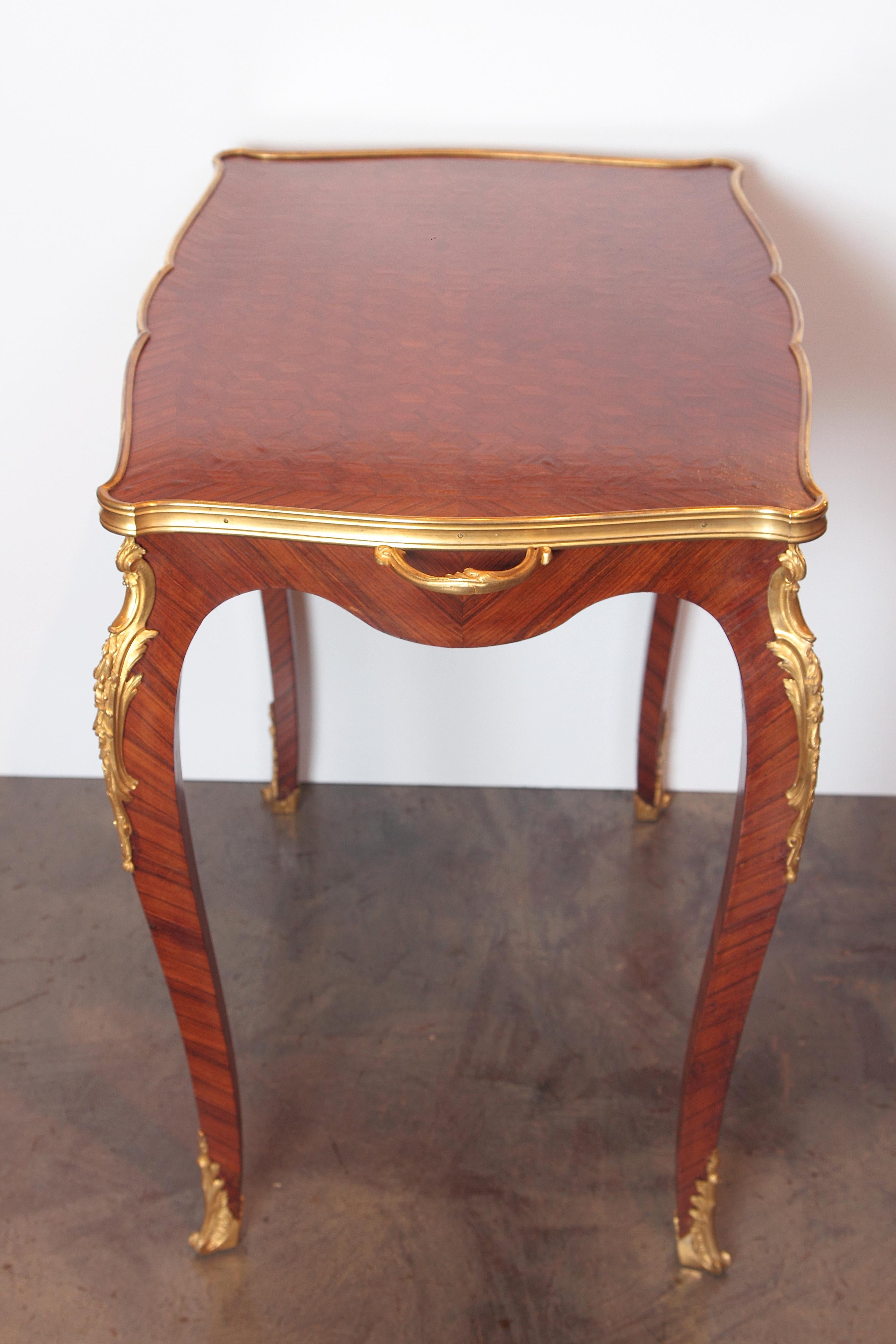 19th Century  19th French Louis XV Kingwood and Gilt Bronze Side Table attributed to F Linke For Sale