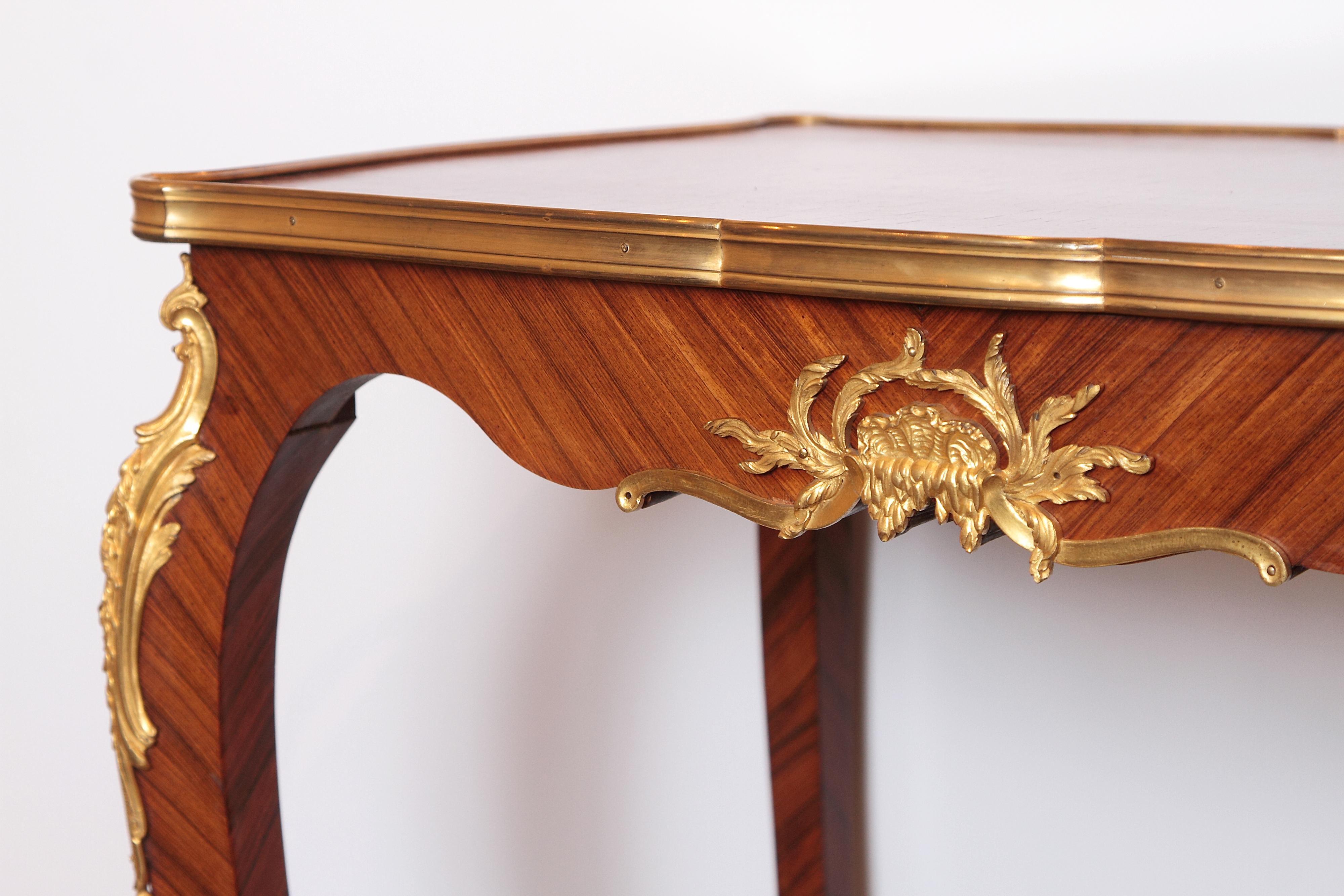  19th French Louis XV Kingwood and Gilt Bronze Side Table attributed to F Linke For Sale 1