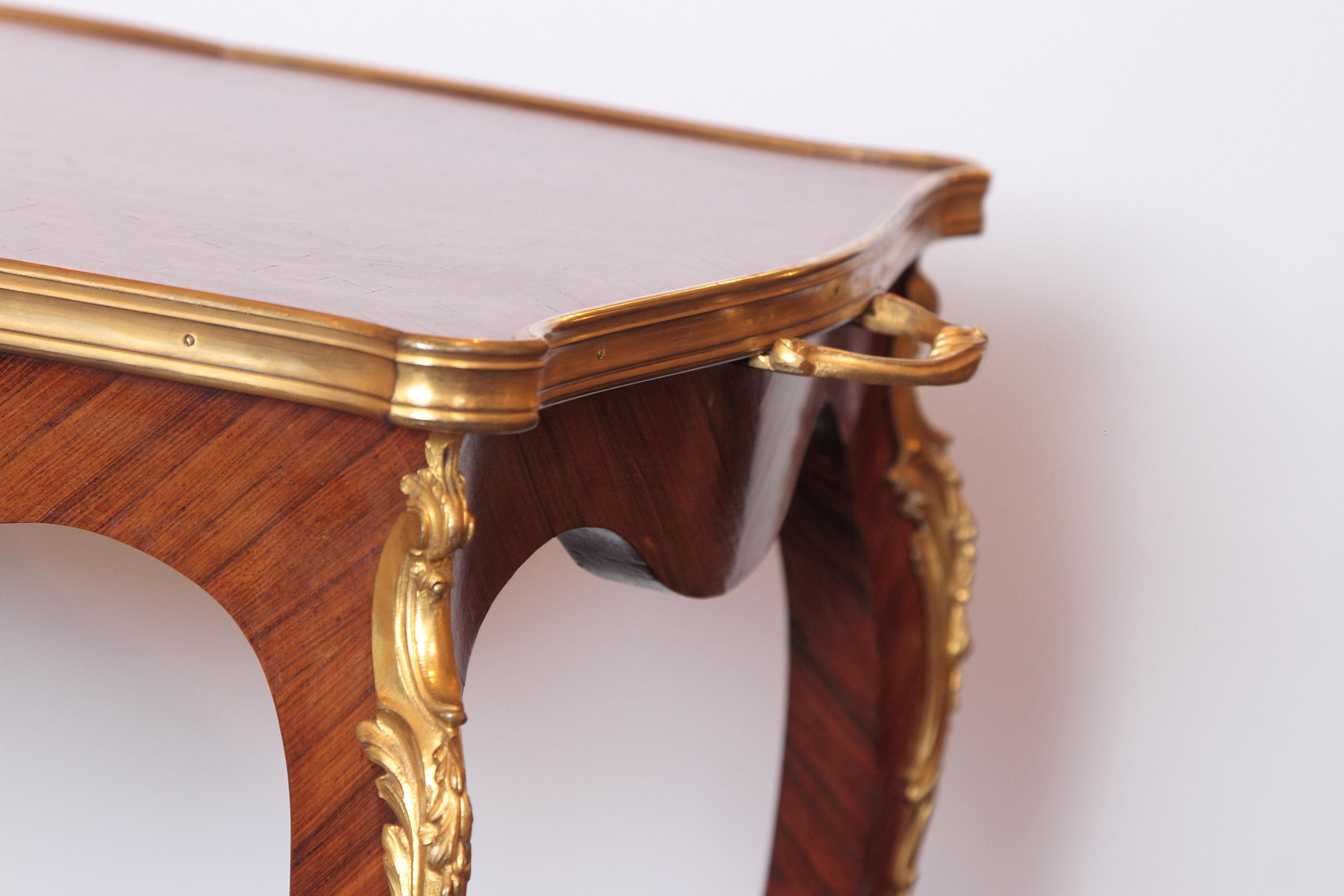  19th French Louis XV Kingwood and Gilt Bronze Side Table attributed to F Linke For Sale 3