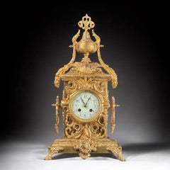Reloj de chimenea francés de finales del siglo XIX, renacimiento Luis XV, de AD Mougin, 19,3 pulg.