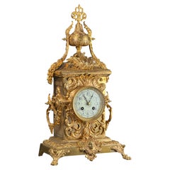 Reloj de chimenea francés de finales del siglo XIX, renacimiento Luis XV, de AD Mougin, 19,3 pulg.
