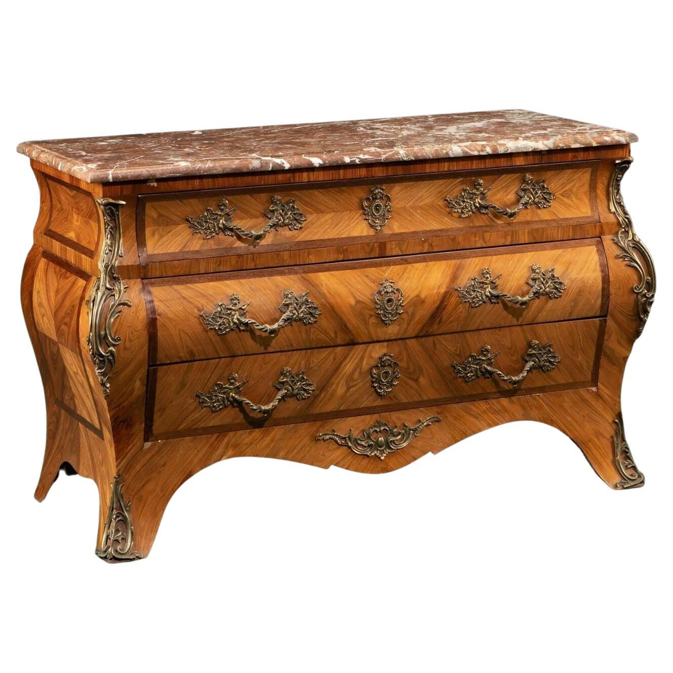 Late 19th Century French Louis XV-Style Bombe Commode