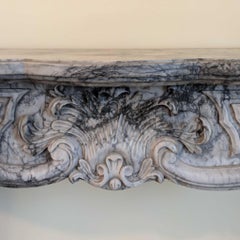 Late 19th Century French Louis XV Style Carrara Bardiglio Marble Fireplace