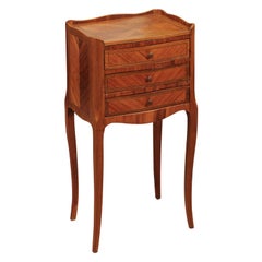 Chevet de style Louis XV français de la fin du XIXe siècle en noyer & Kingswood