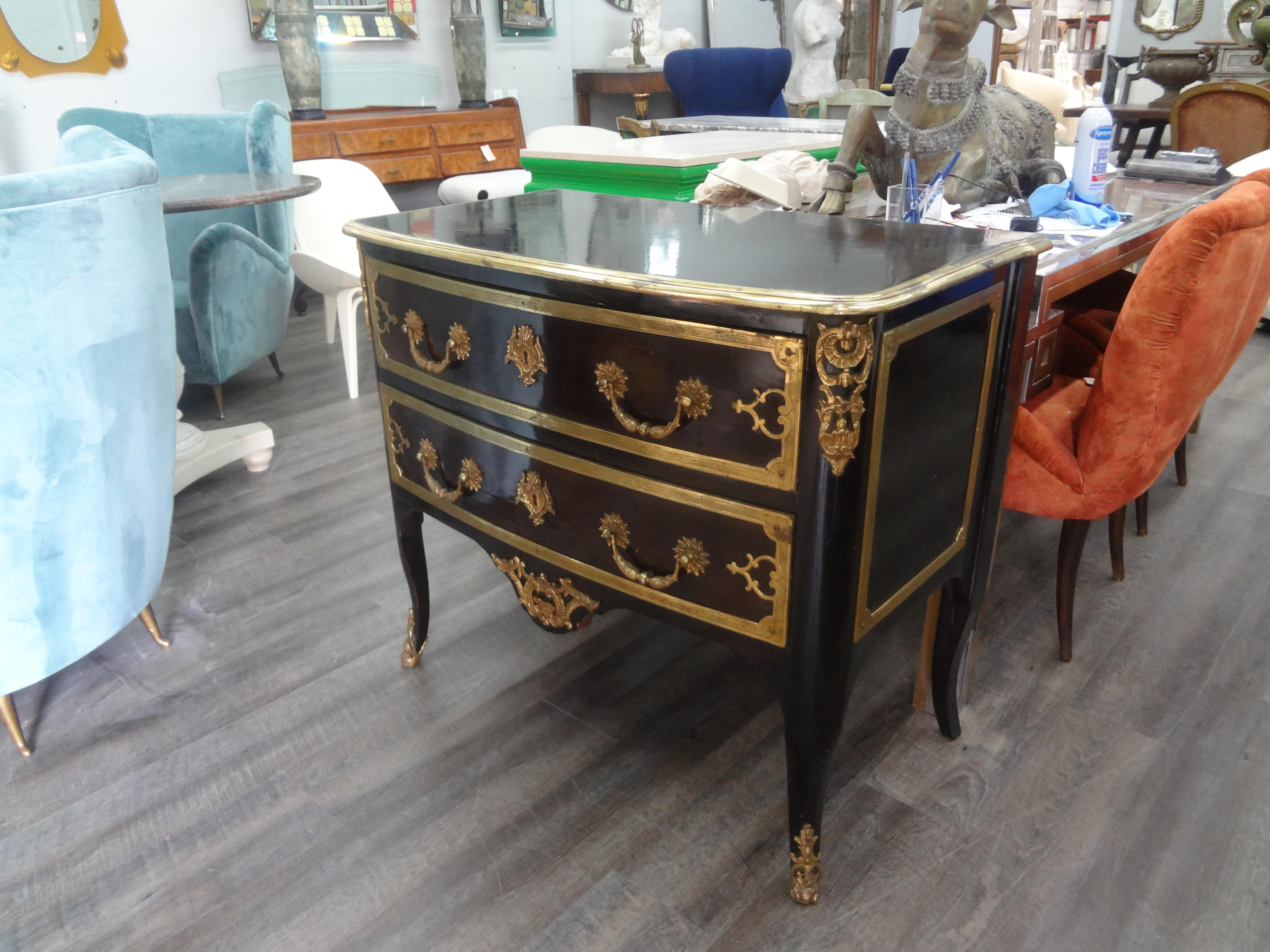 Late 19th Century French Louis XV Style Ebonized Commode or Chest For Sale 6