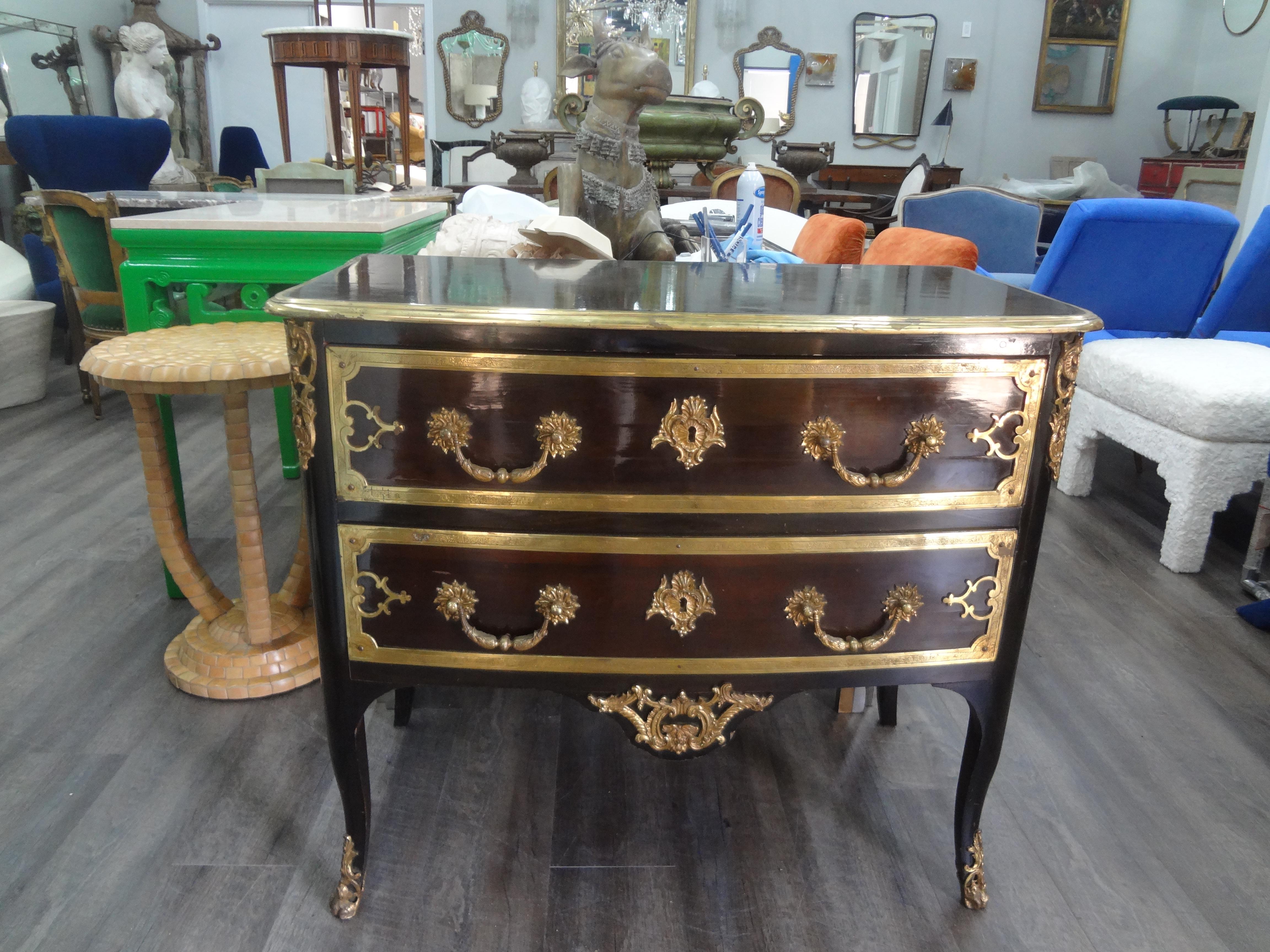 Late 19th Century French Louis XV Style Ebonized Commode or Chest In Good Condition For Sale In Houston, TX