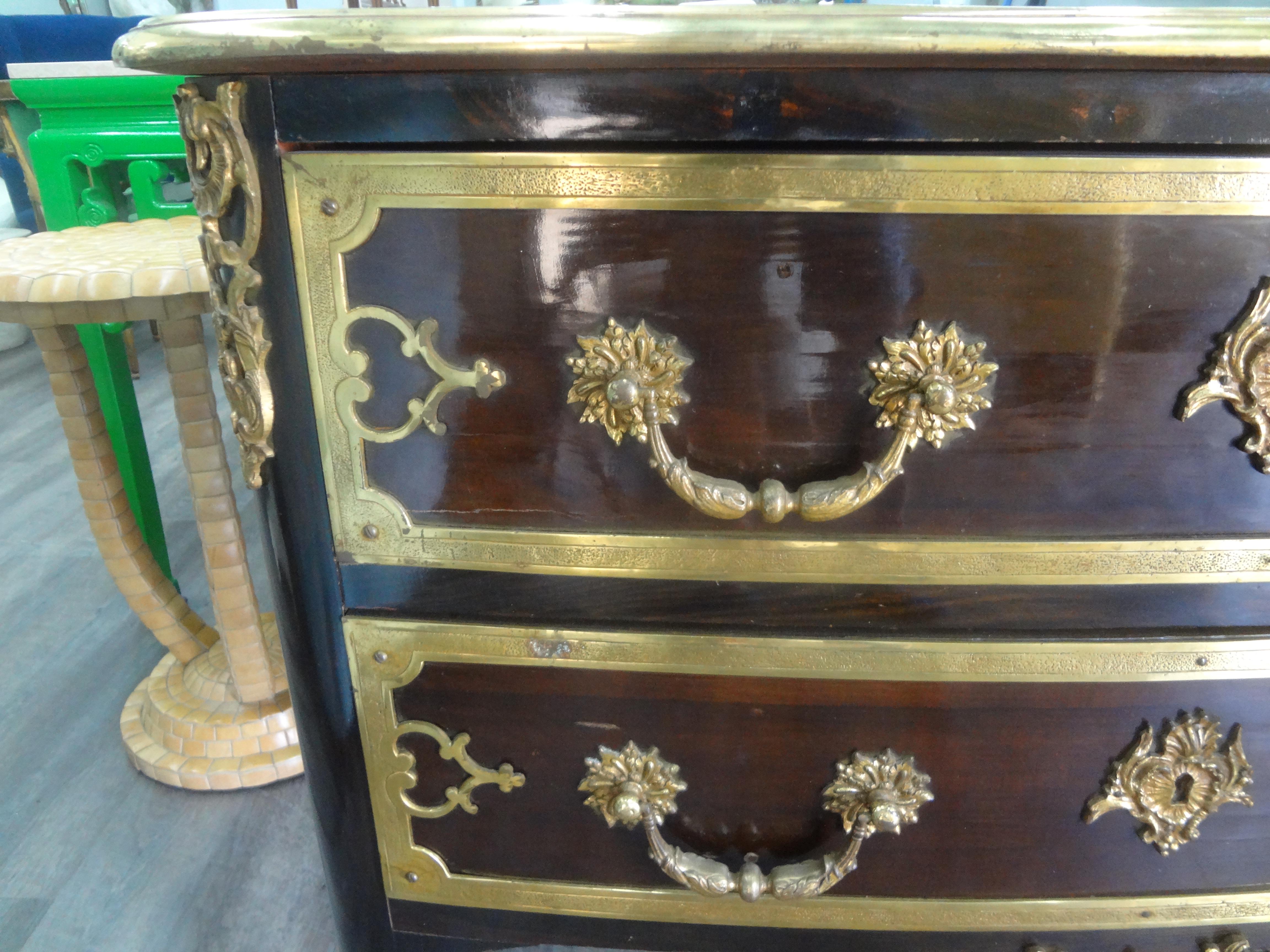 Bronze Late 19th Century French Louis XV Style Ebonized Commode or Chest For Sale
