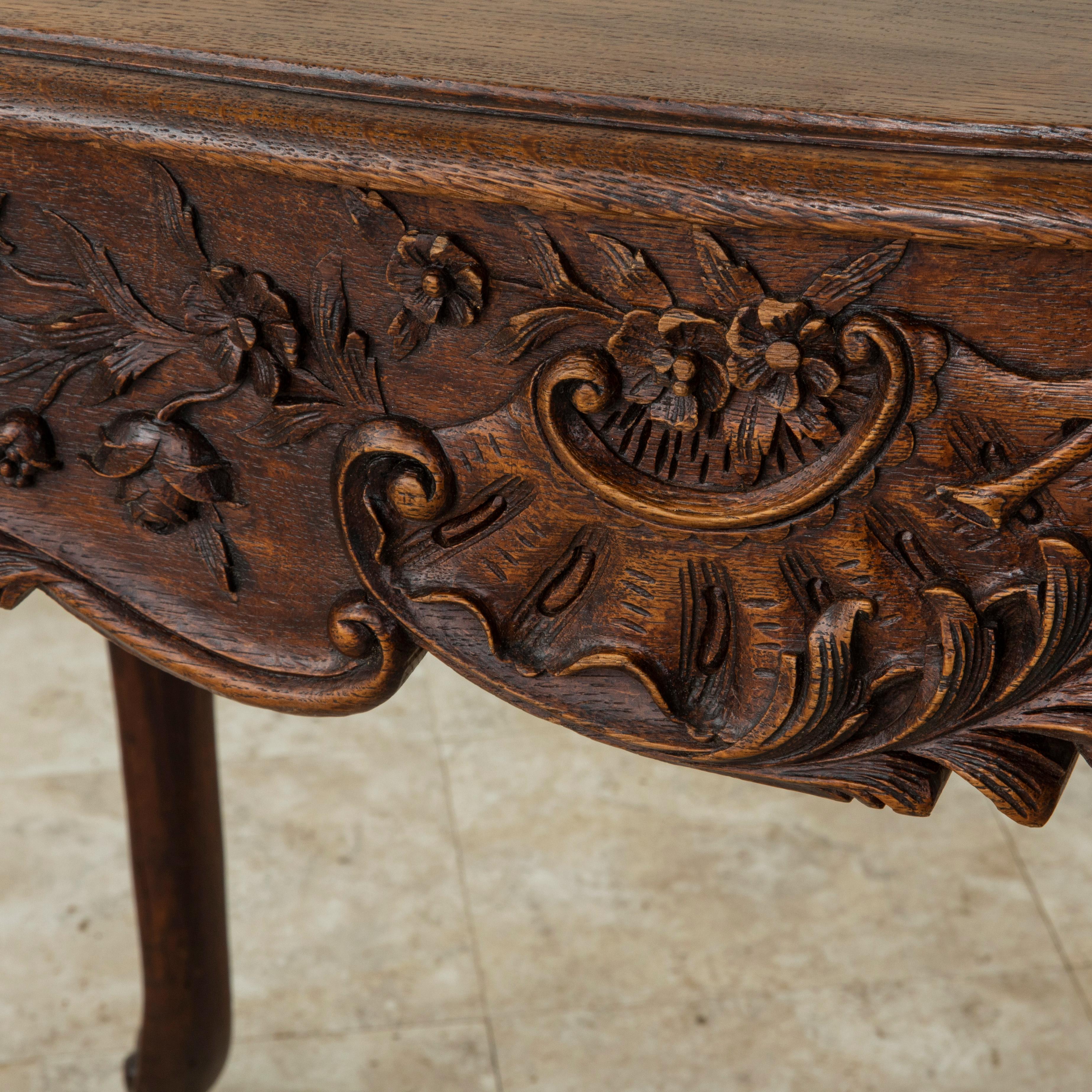 Late 19th Century French Louis XV Style Hand Carved Oak Writing Table or Desk 7