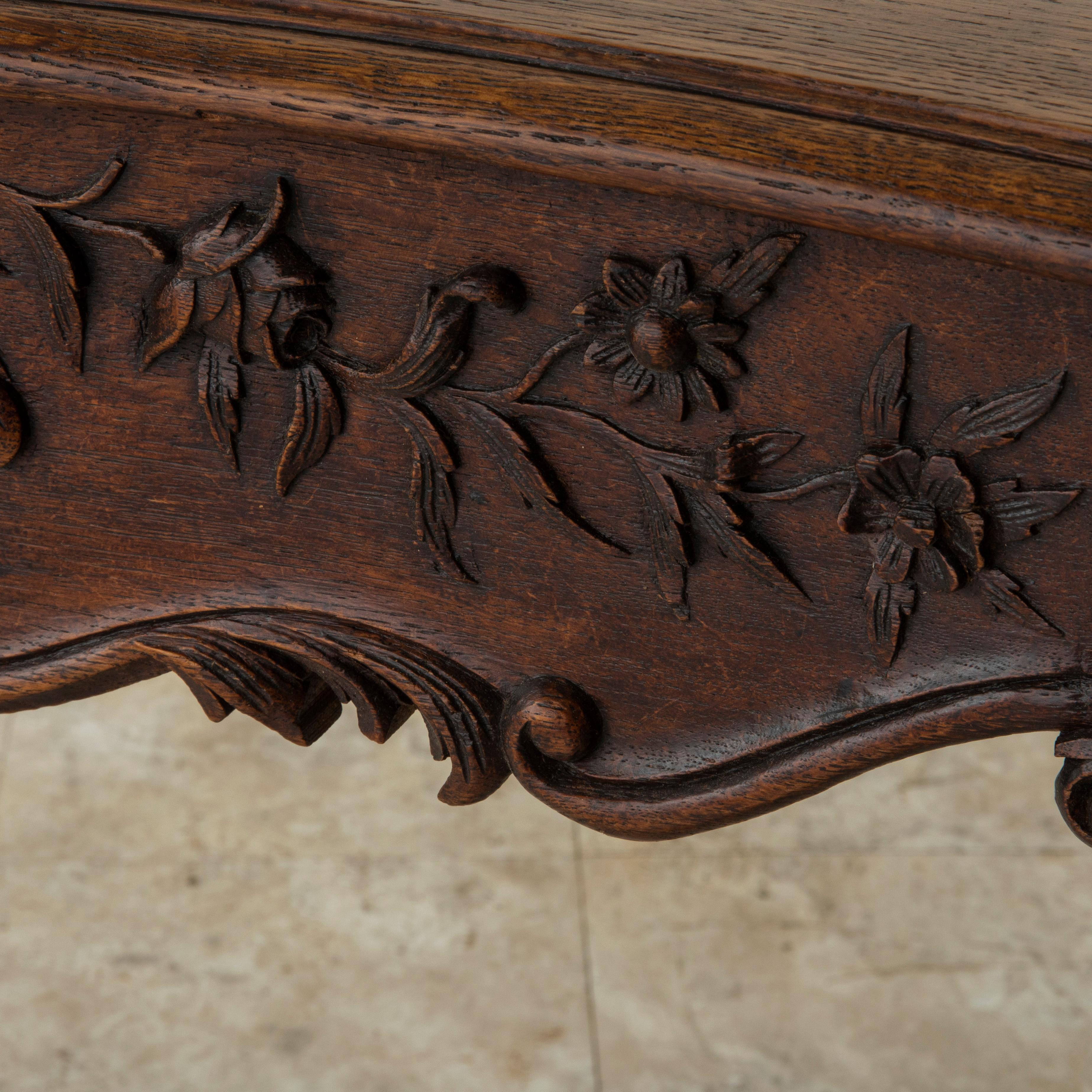 Late 19th Century French Louis XV Style Hand Carved Oak Writing Table or Desk 8