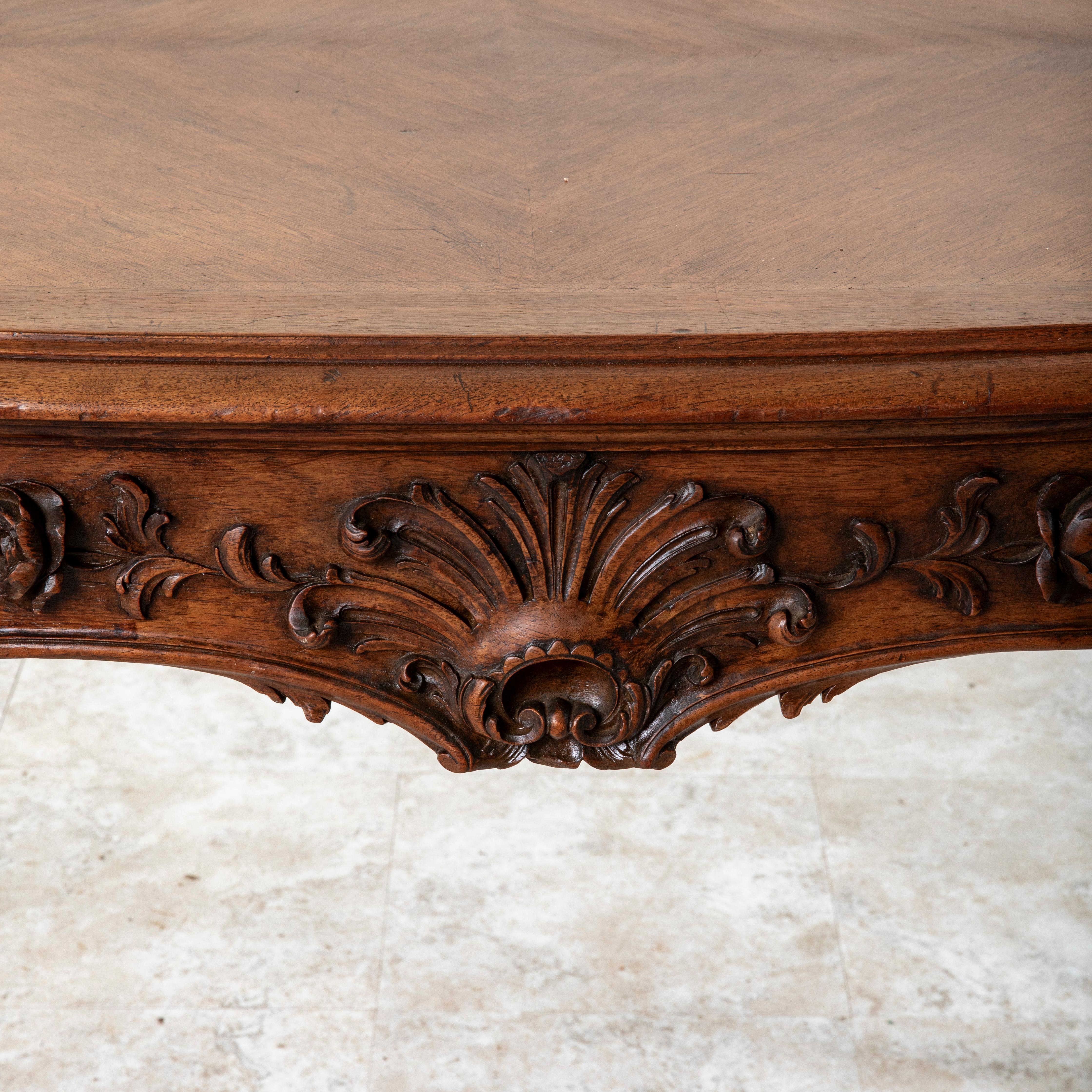 Late 19th Century French Louis XV Style Hand Carved Walnut Desk or Writing Table 8