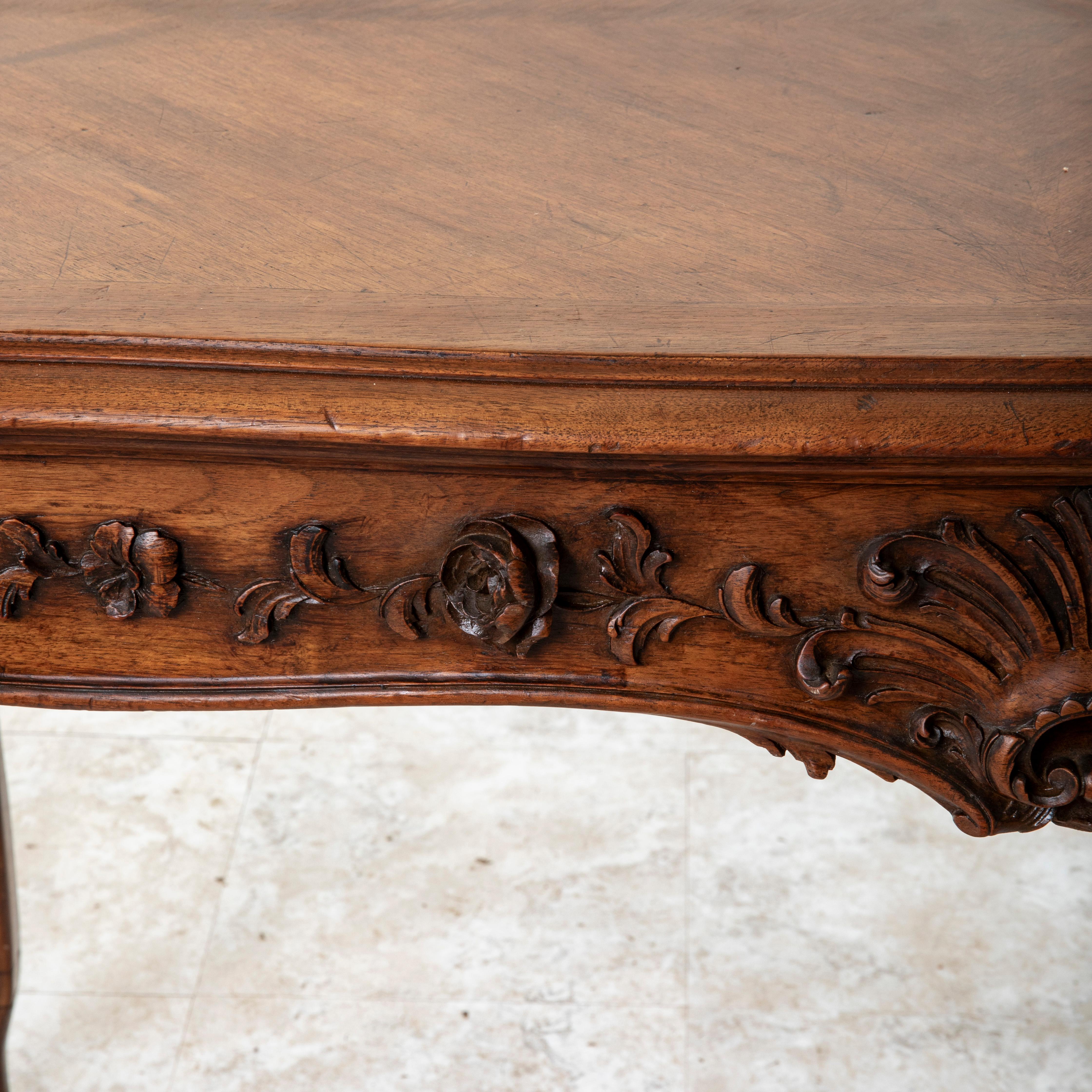 Late 19th Century French Louis XV Style Hand Carved Walnut Desk or Writing Table 9