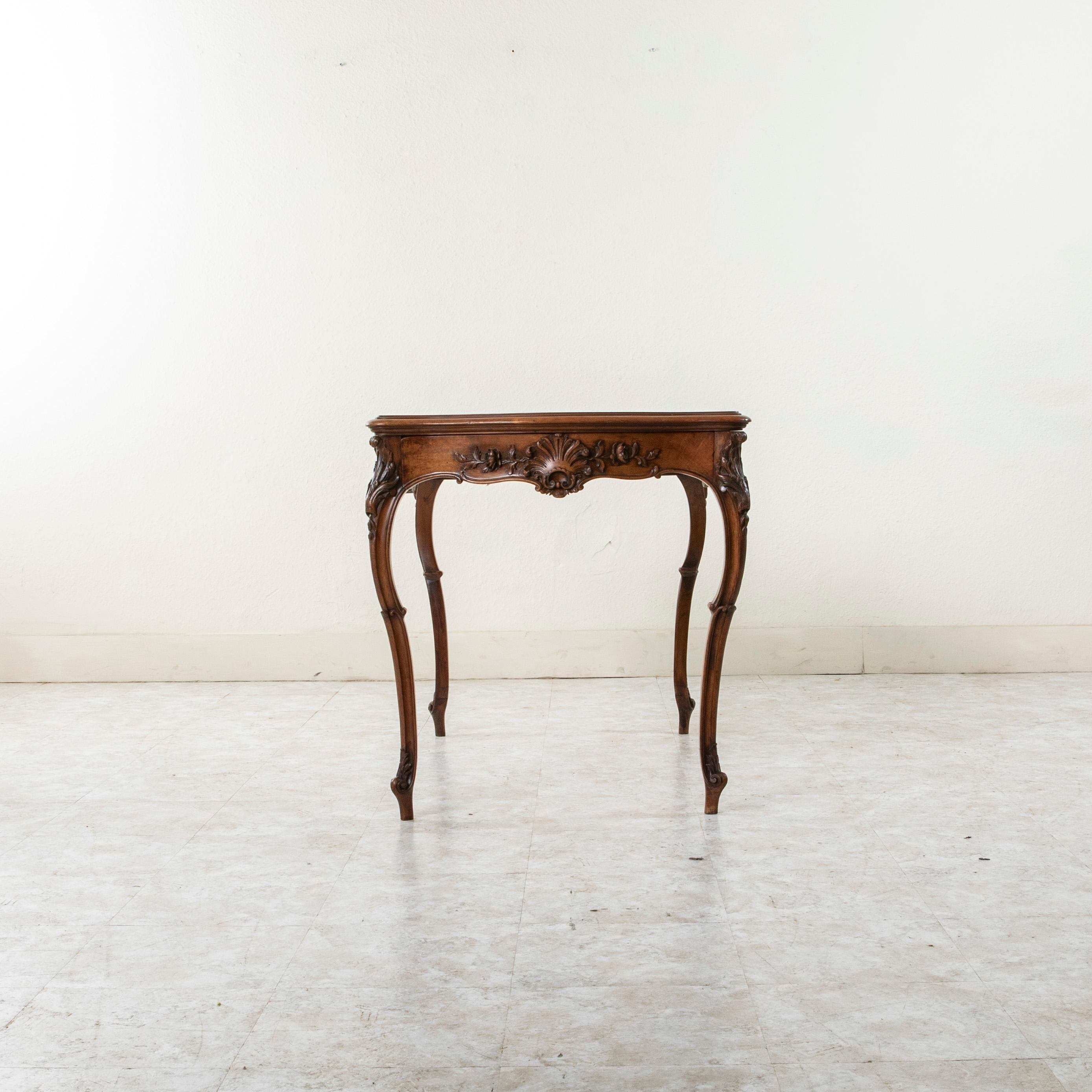 Late 19th Century French Louis XV Style Hand Carved Walnut Desk or Writing Table 2