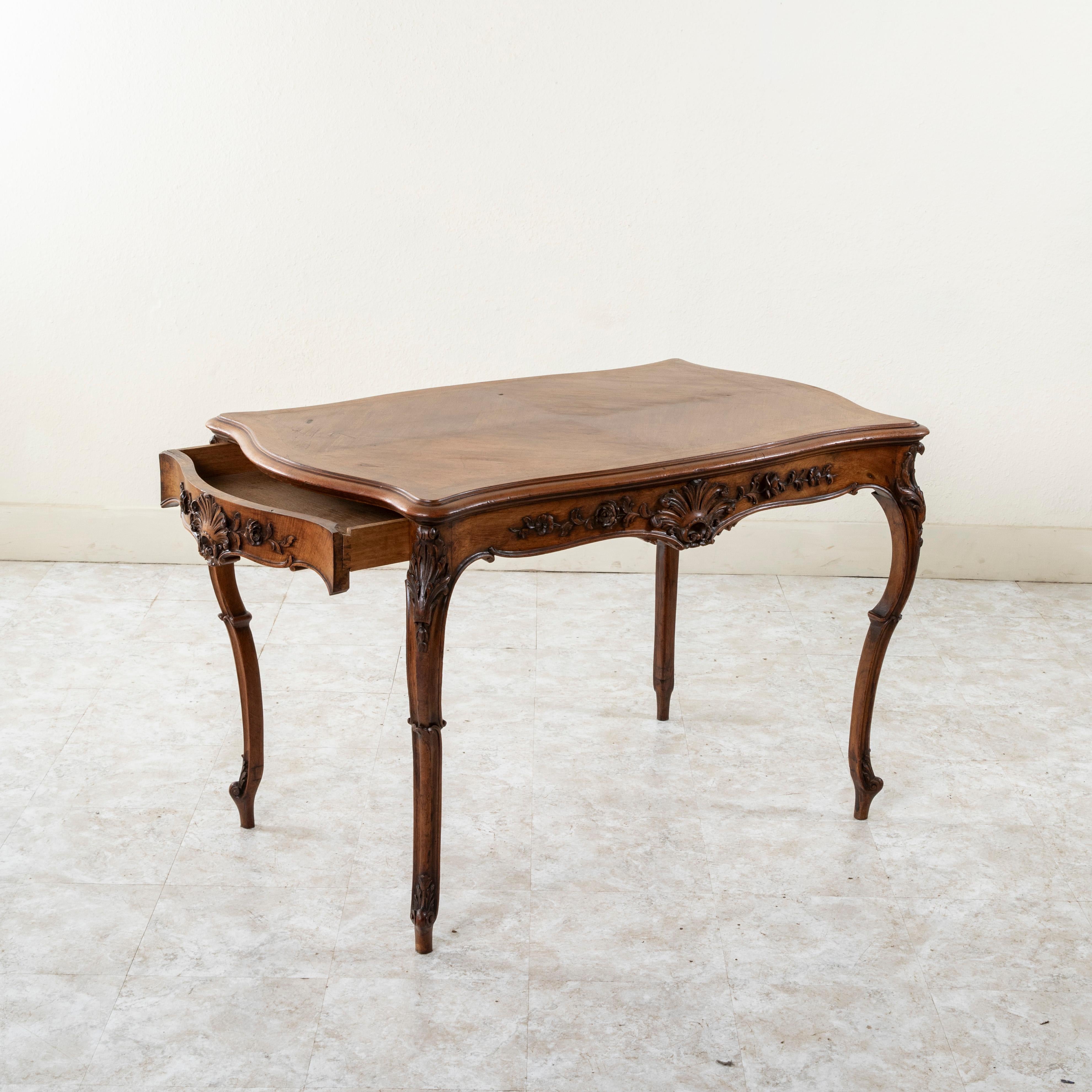 Late 19th Century French Louis XV Style Hand Carved Walnut Desk or Writing Table 3