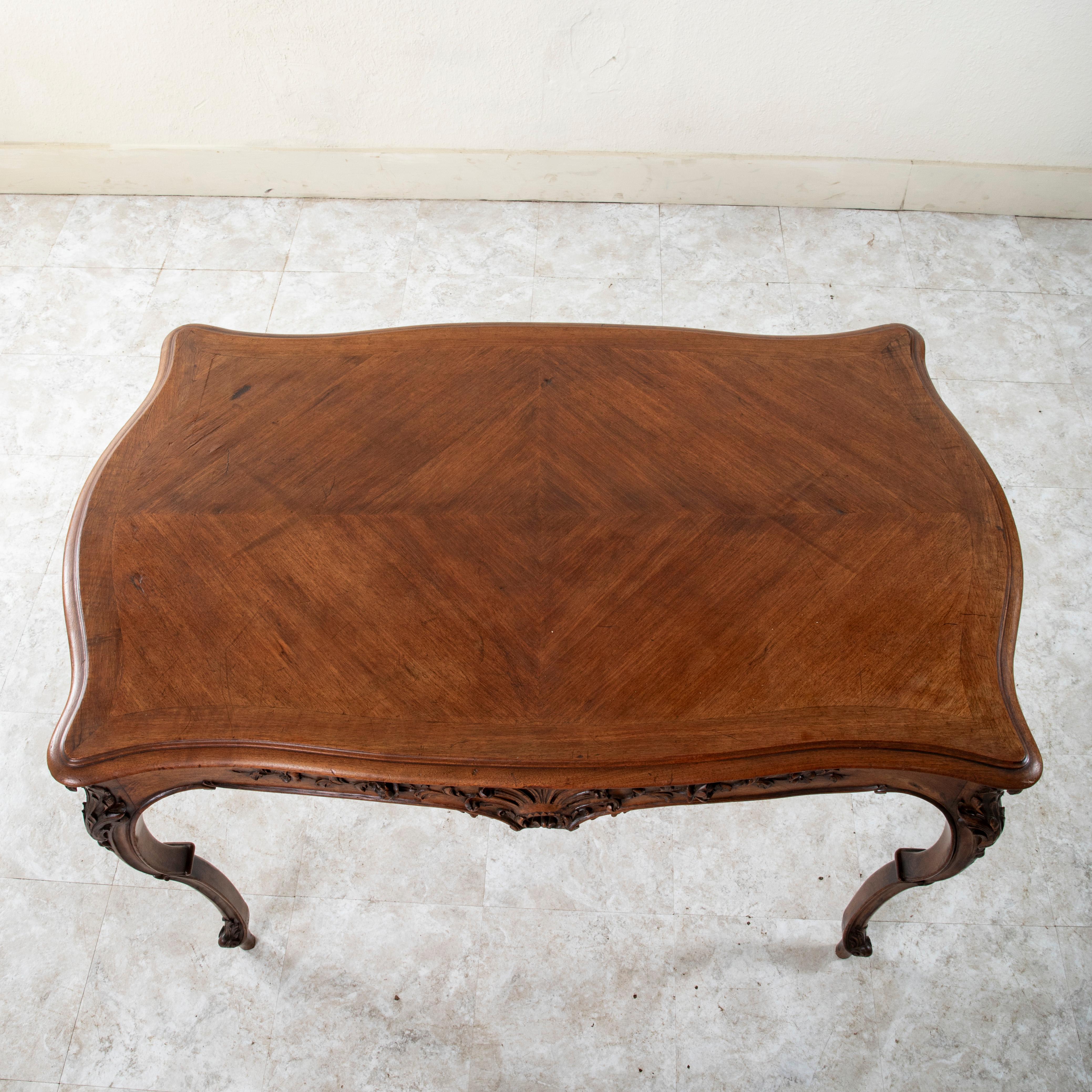 Late 19th Century French Louis XV Style Hand Carved Walnut Desk or Writing Table 4