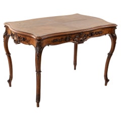 Antique Late 19th Century French Louis XV Style Hand Carved Walnut Desk or Writing Table