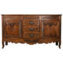 Late 19th Century French Louis XV Style Hand Carved Walnut Enfilade, Sideboard