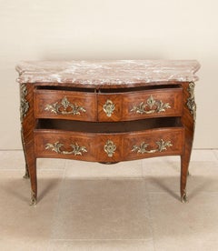 Late 19th Century French Louis XV Style Kingwood Serpentine Commode
