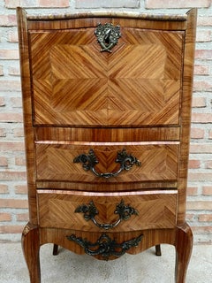 Late 19th Century French Louis XV Style Marquetry and Marble Chest of Drawers