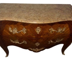 Late 19th Century French Louis XV Style Marquetry Commode with Siena Marble Top