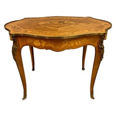Late 19th Century French Louis XV Style Tulipwood and Marquetry Bureau Plat