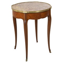 Antique Late 19th Century French Louis XV Style Walnut Gueridon Side Table with Marble