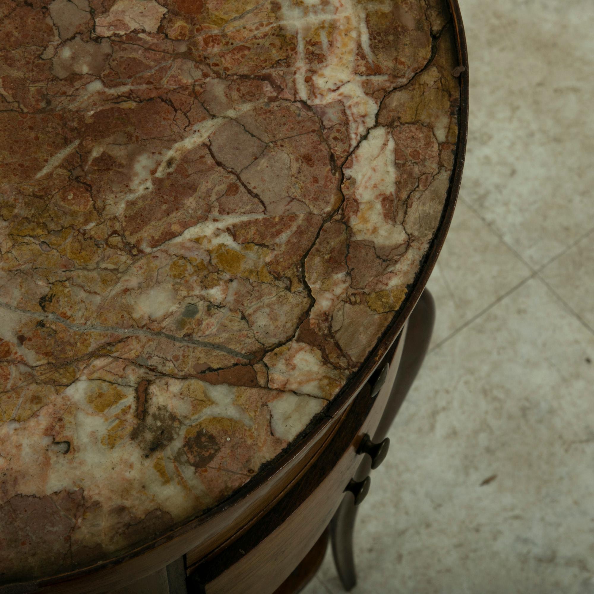 Late 19th Century French Louis XV Style Walnut Side Table with Marble Top For Sale 5