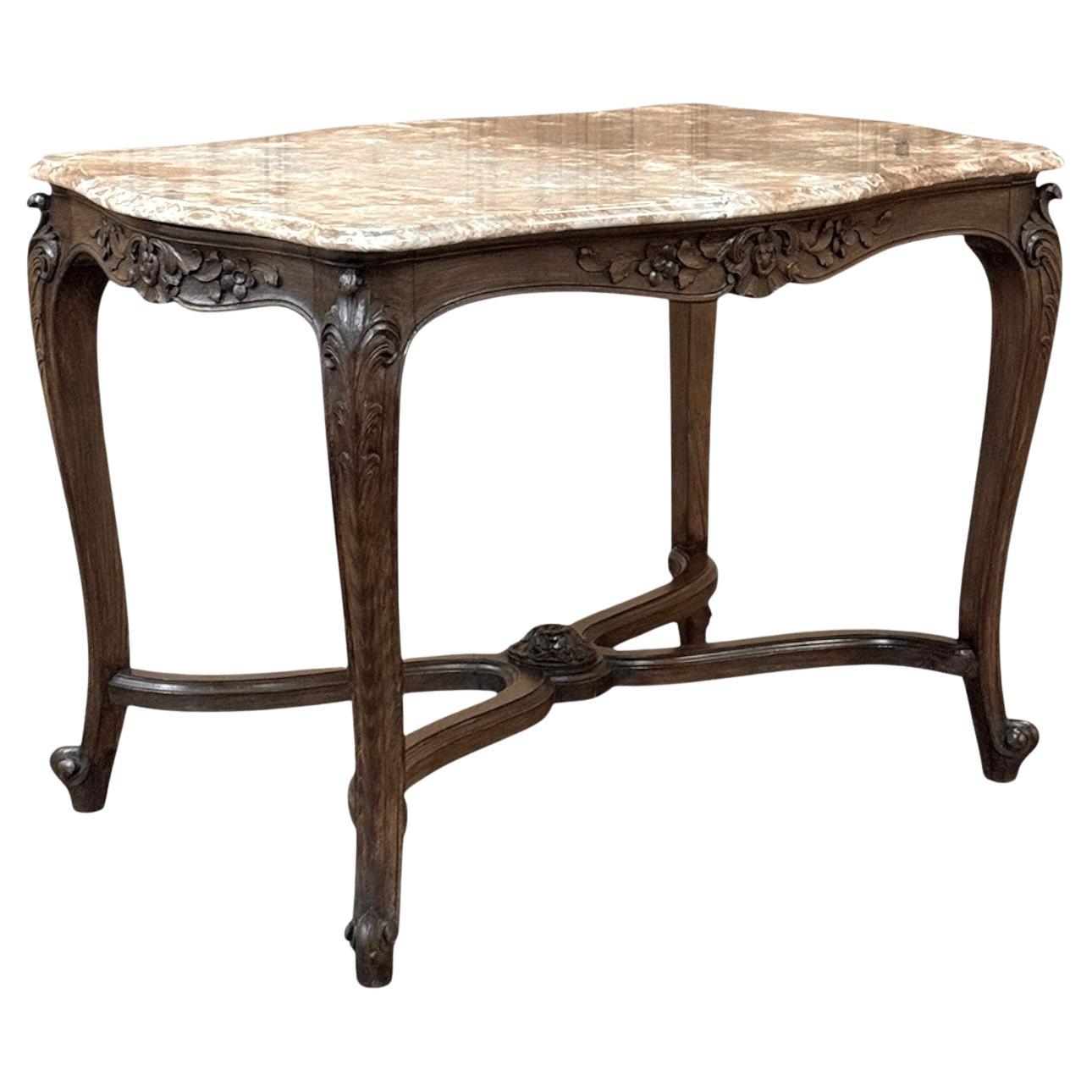 Table centrale en noyer Louis XV de la fin du 19e siècle ~ Table de bibliothèque en vente