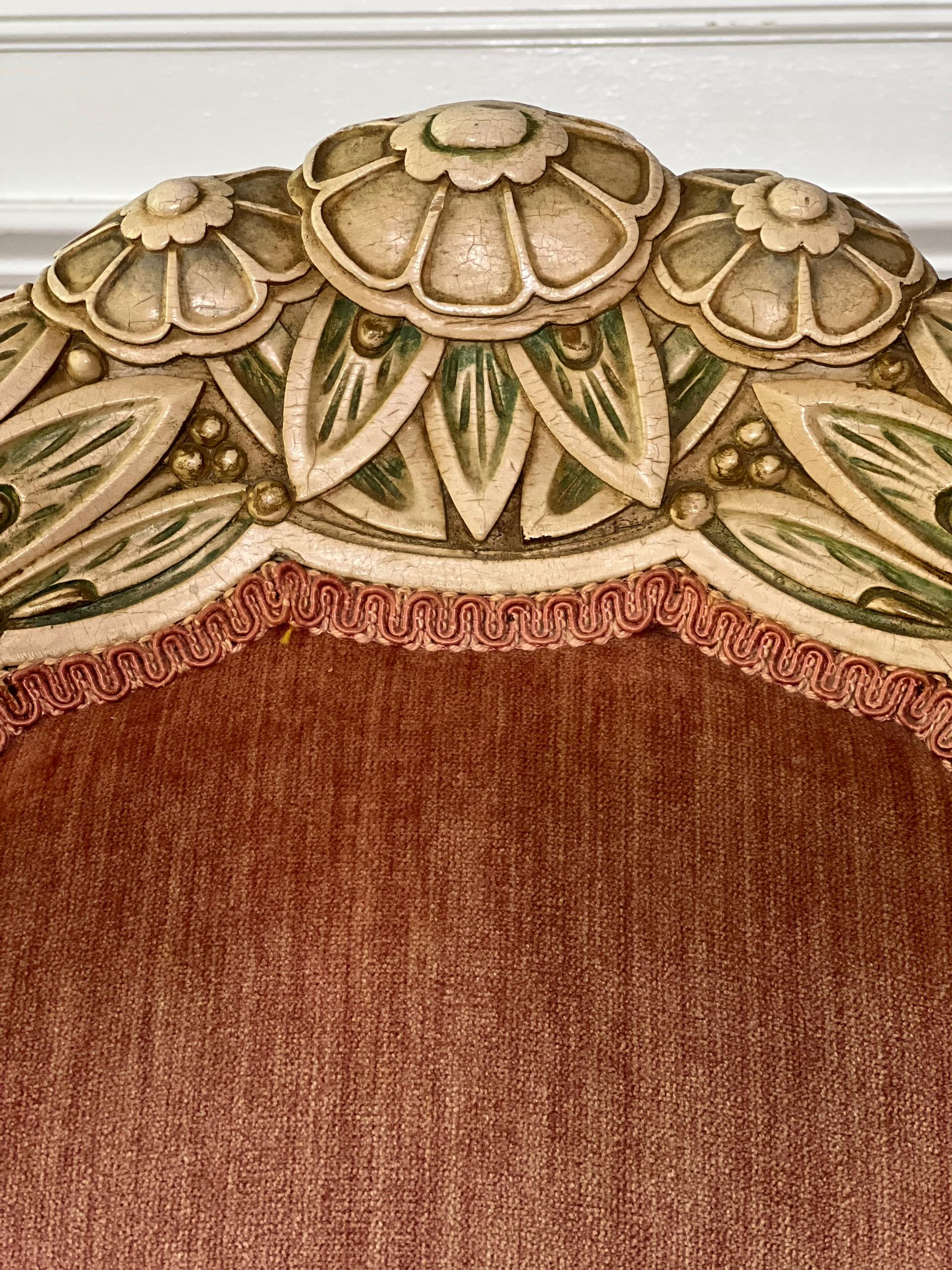 Late 19th Century French Louis XVI Carved Velvet Settee For Sale 8